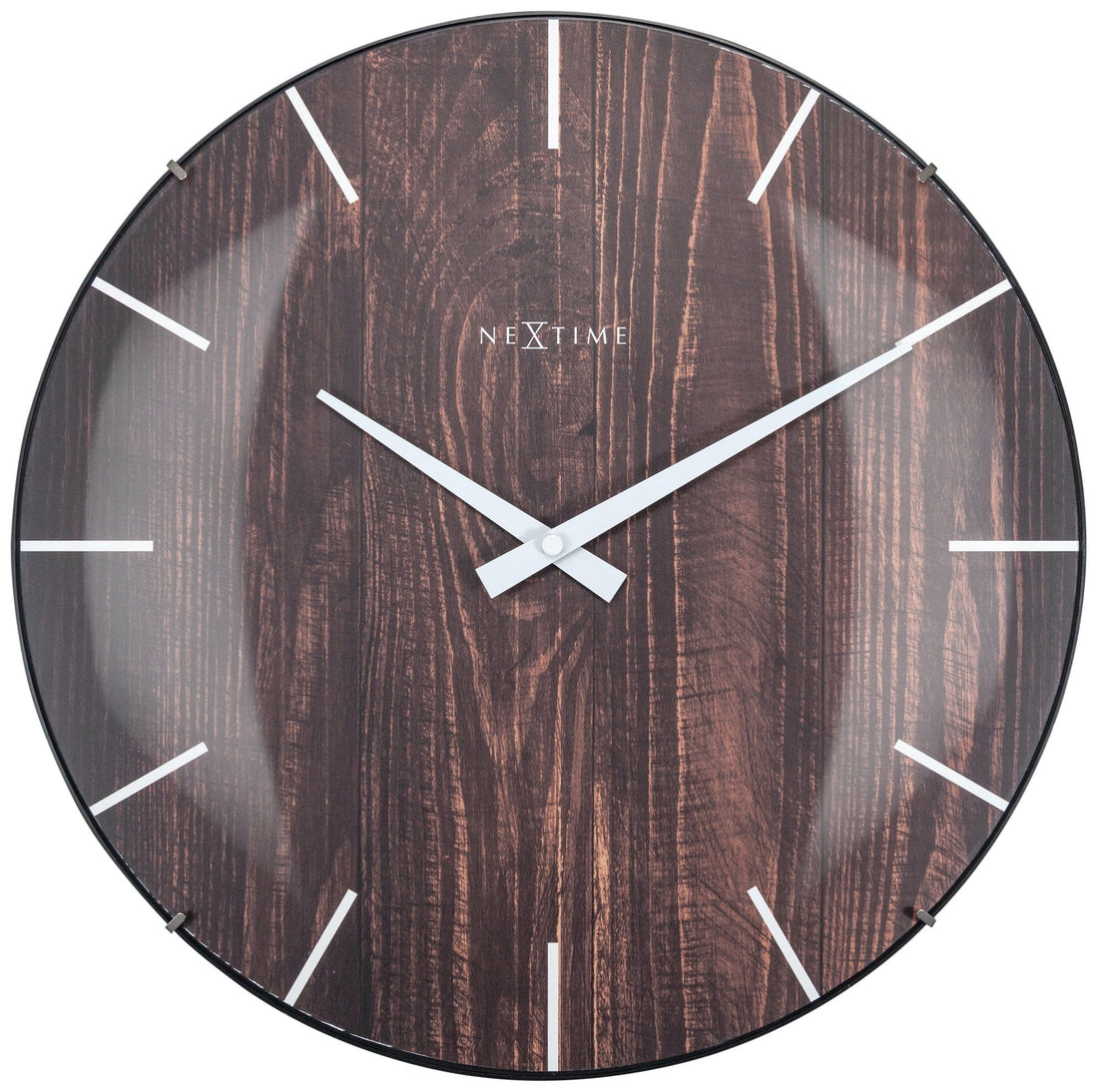 Wall clock -  35 cm - Dome Glass -  'Edge Wood Dome' - Goat Corp