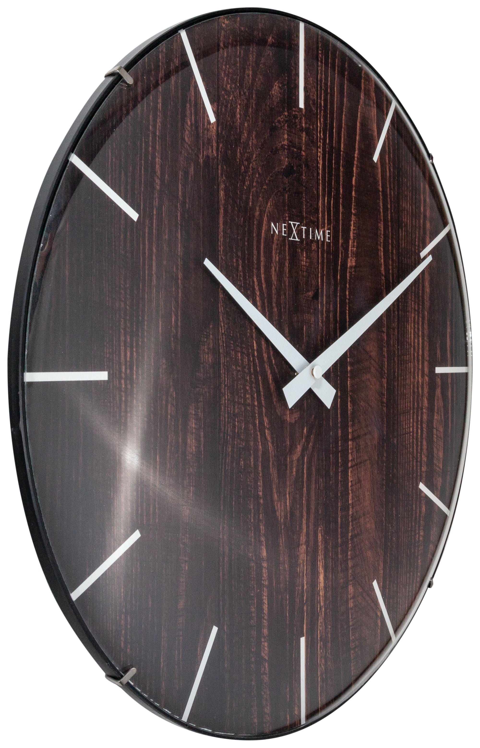 Wall clock -  35 cm - Dome Glass -  'Edge Wood Dome' - Goat Corp