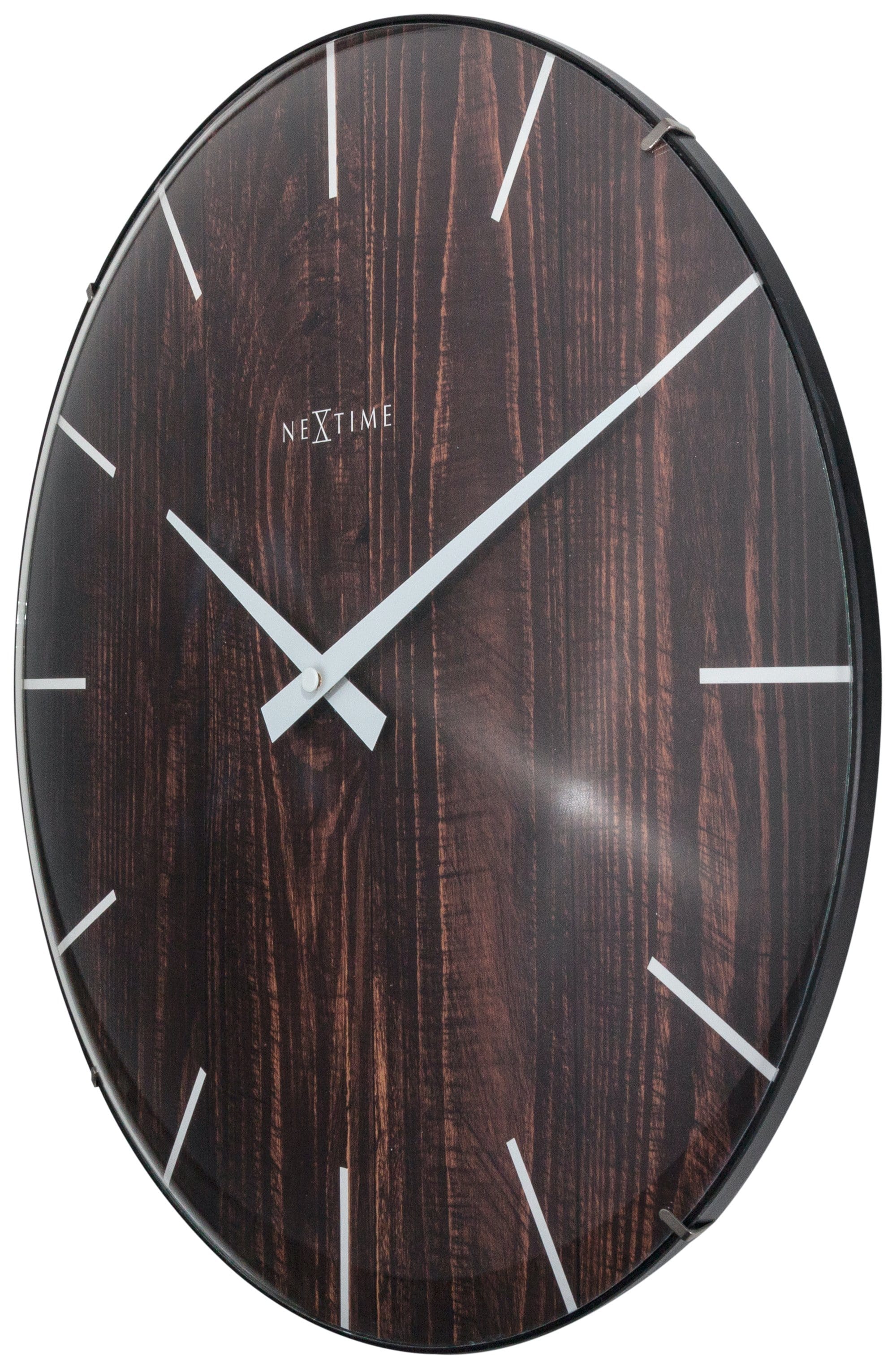 Wall clock -  35 cm - Dome Glass -  'Edge Wood Dome' - Goat Corp
