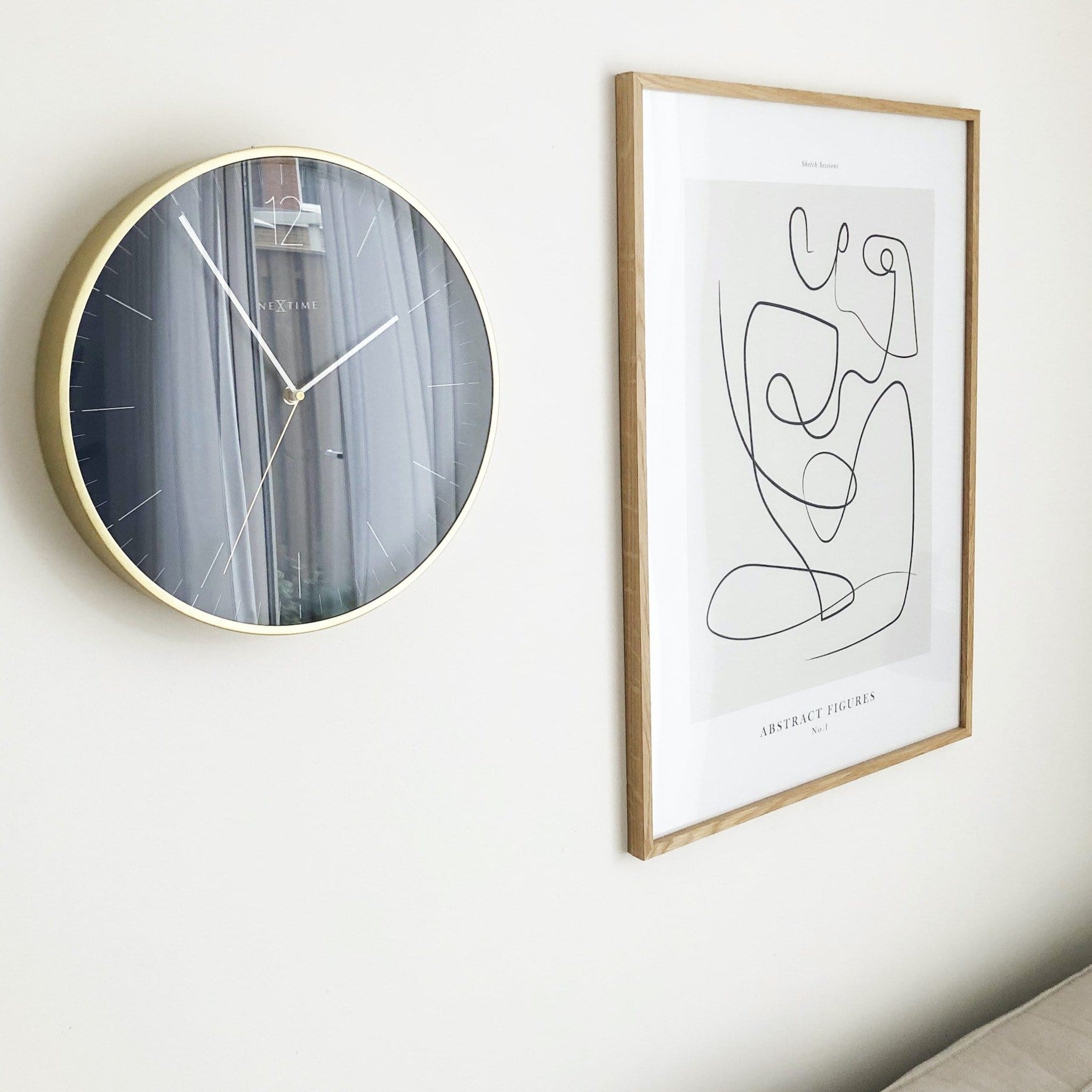 Wall clock -  34 cm - Glass / Metal - Vintage  'Essential Gold' - Goat Corp