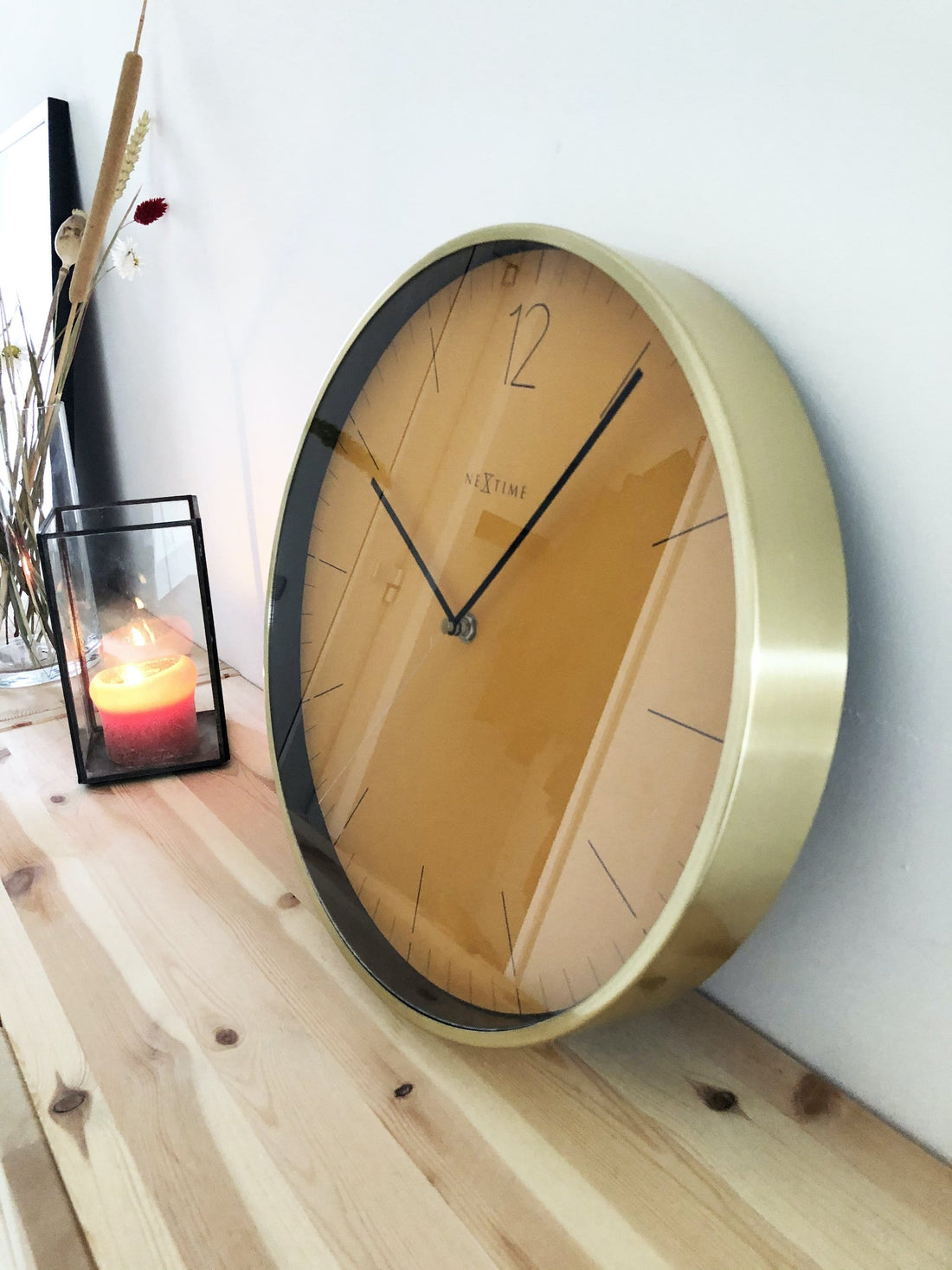 Wall clock -  34 cm - Glass / Metal - Vintage  'Essential Gold' - Goat Corp