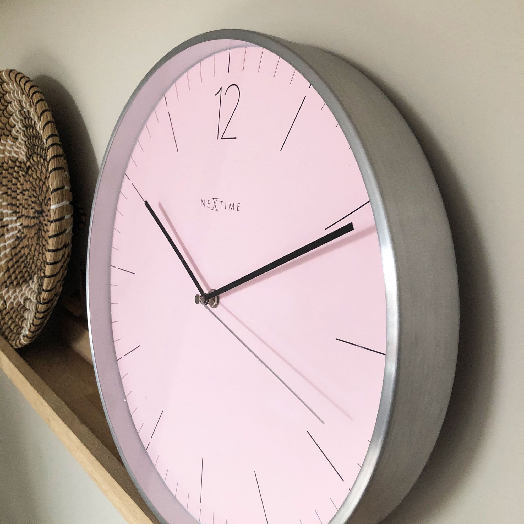 Wall clock -  34 cm - Glass / Metal - Elegant 'Essential Silver' - Goat Corp