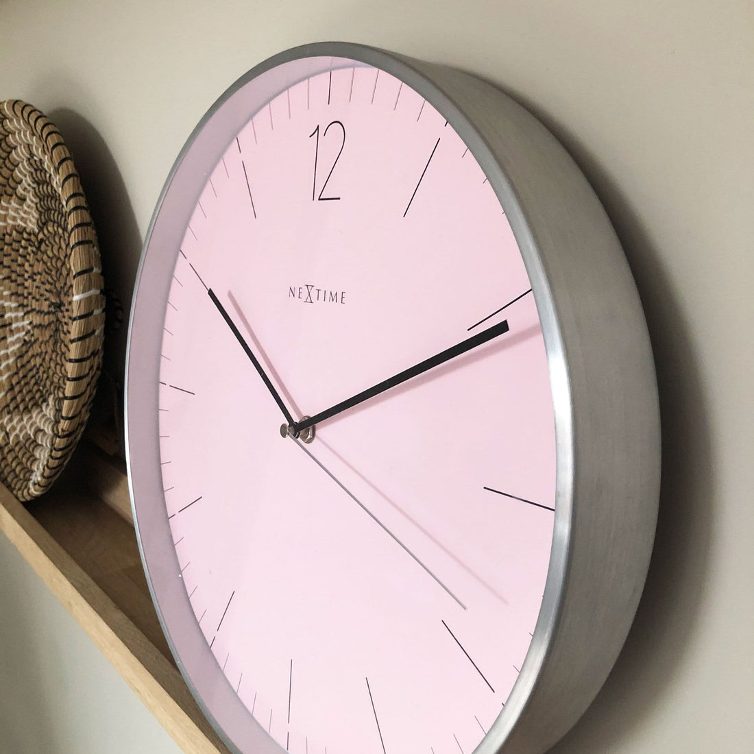 Wall clock -  34 cm - Glass / Metal - Elegant 'Essential Silver' - Goat Corp