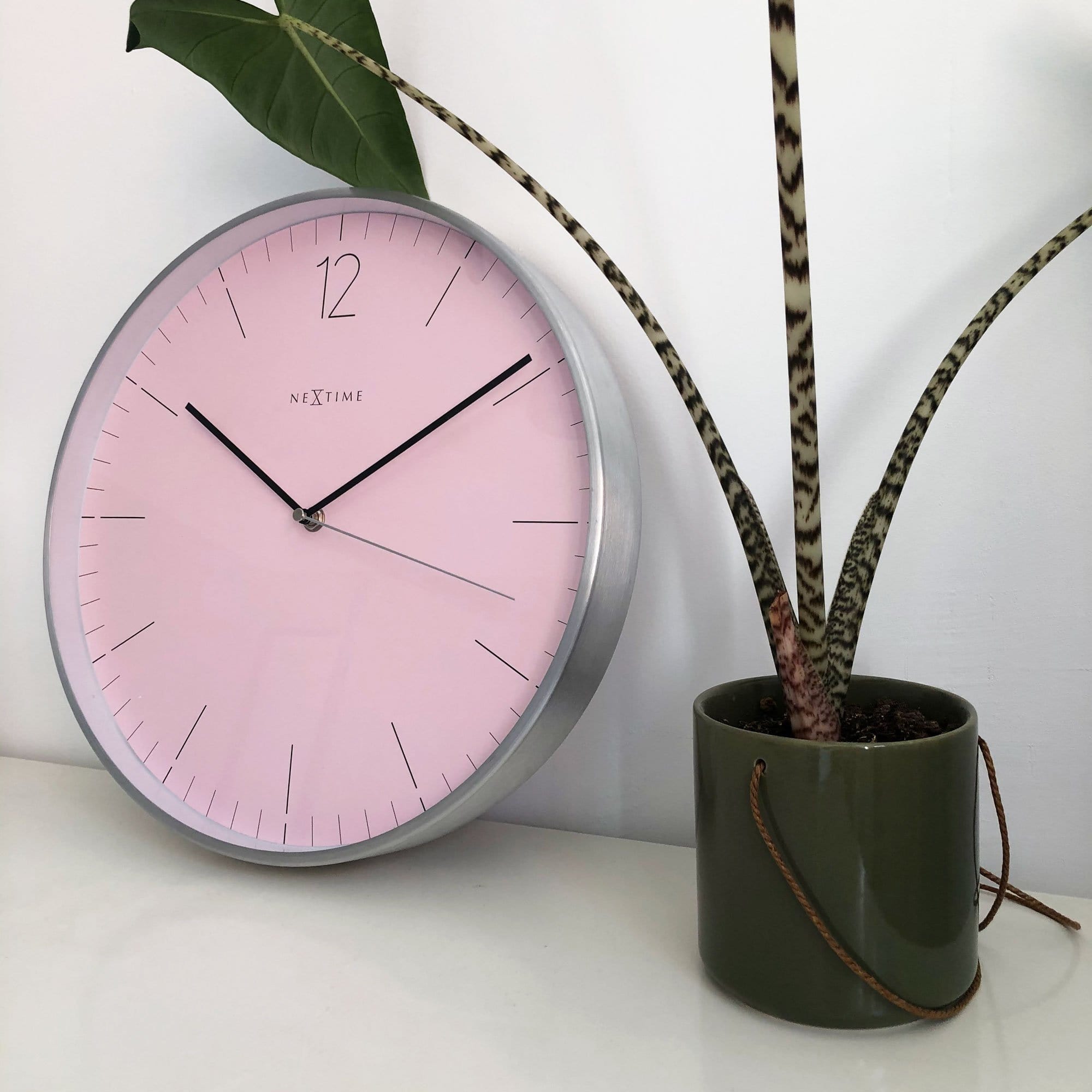 Wall clock -  34 cm - Glass / Metal - Elegant 'Essential Silver' - Goat Corp