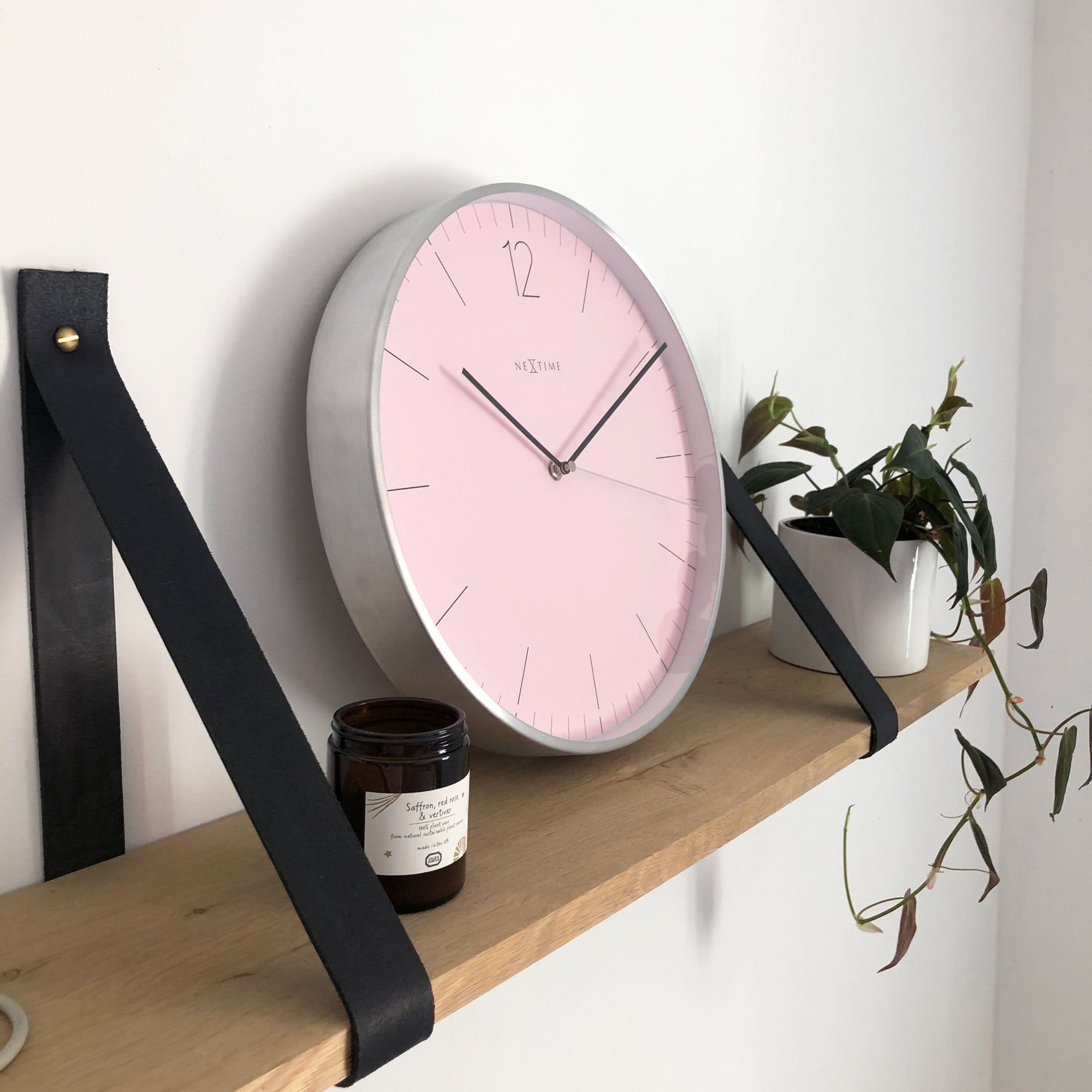 Wall clock -  34 cm - Glass / Metal - Elegant 'Essential Silver' - Goat Corp