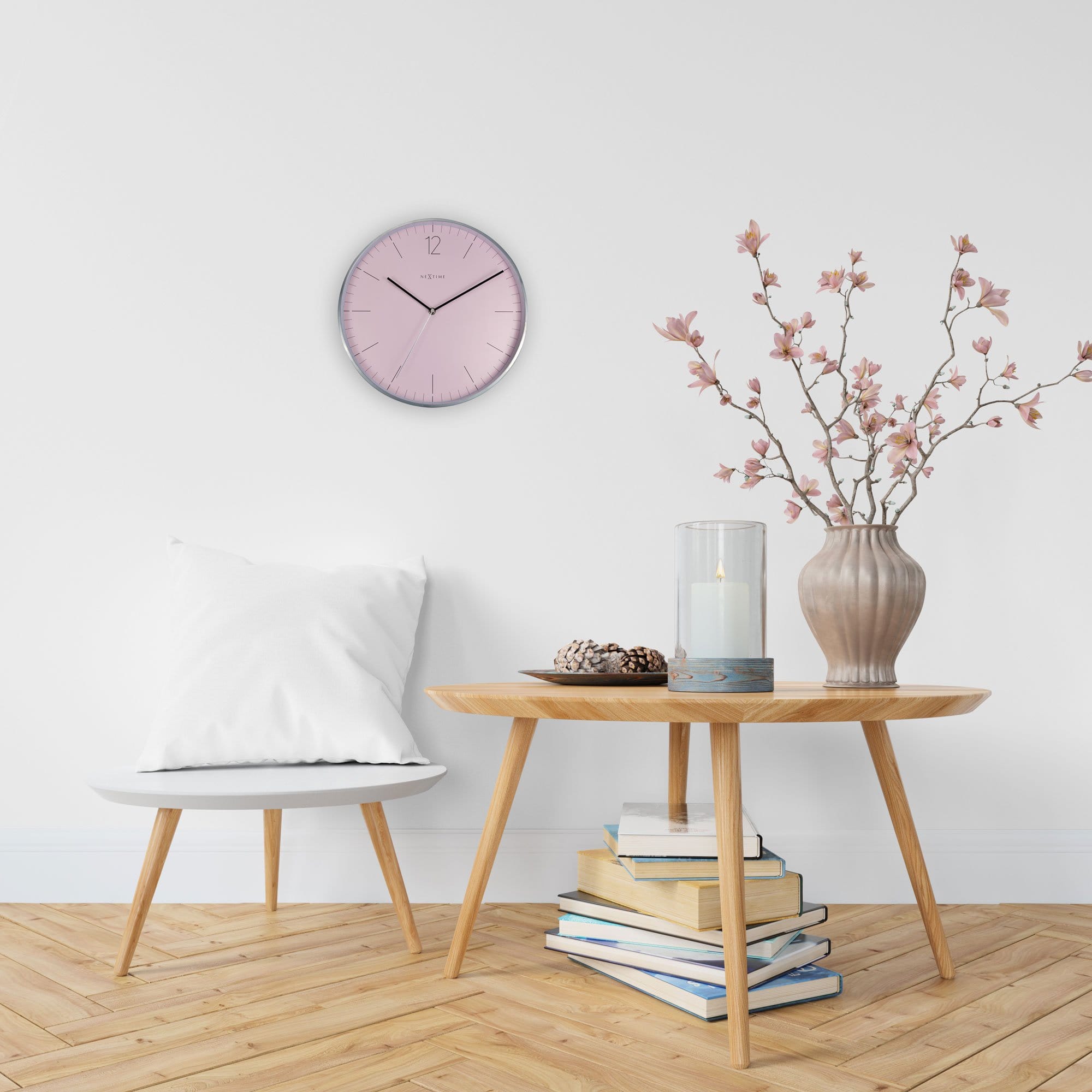 Wall clock -  34 cm - Glass / Metal - Elegant 'Essential Silver' - Goat Corp