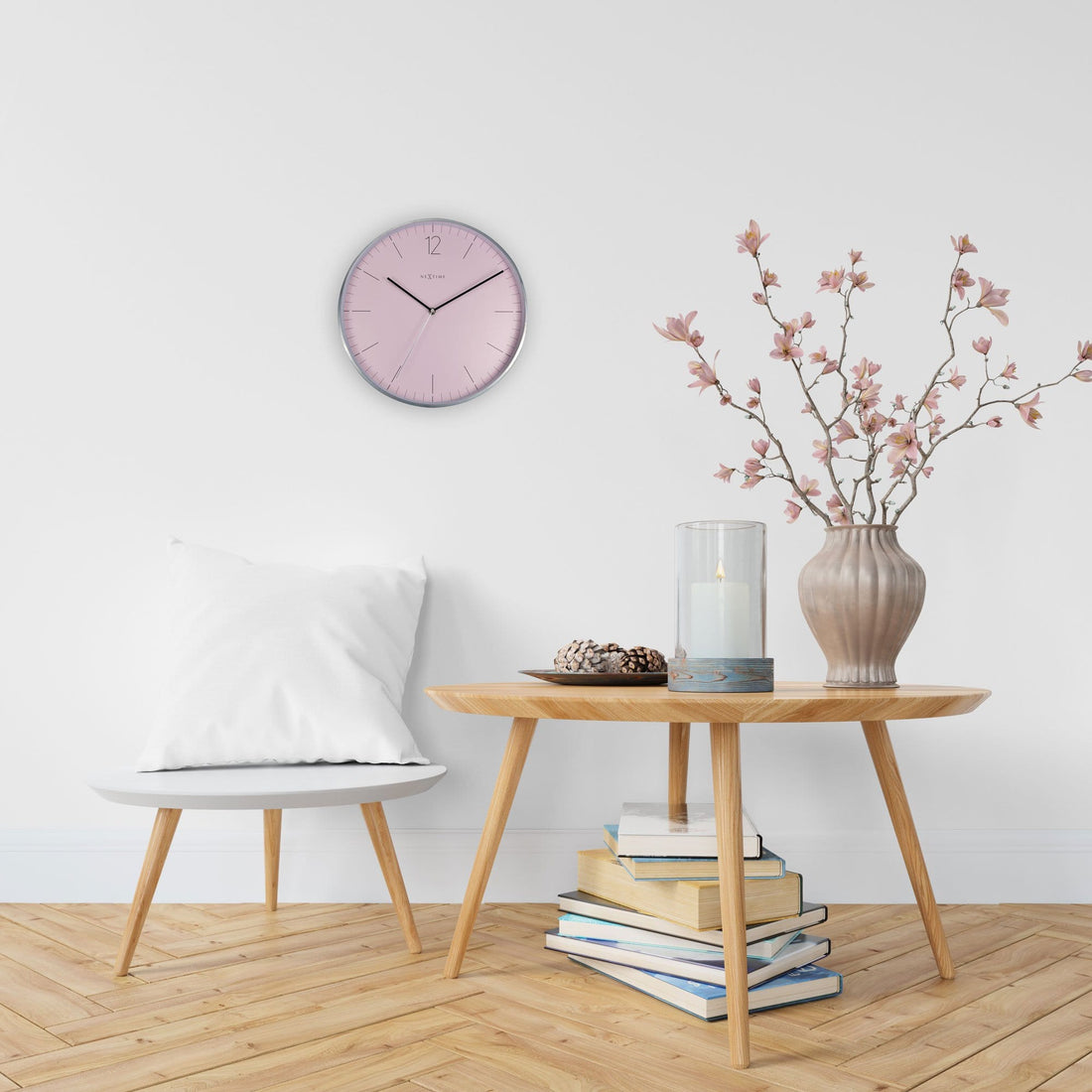 Wall clock -  34 cm - Glass / Metal - Elegant 'Essential Silver' - Goat Corp