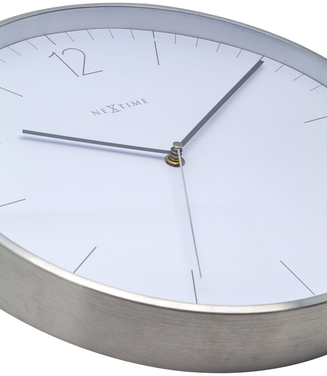 Wall clock -  34 cm - Glass / Metal - Elegant 'Essential Silver' - Goat Corp