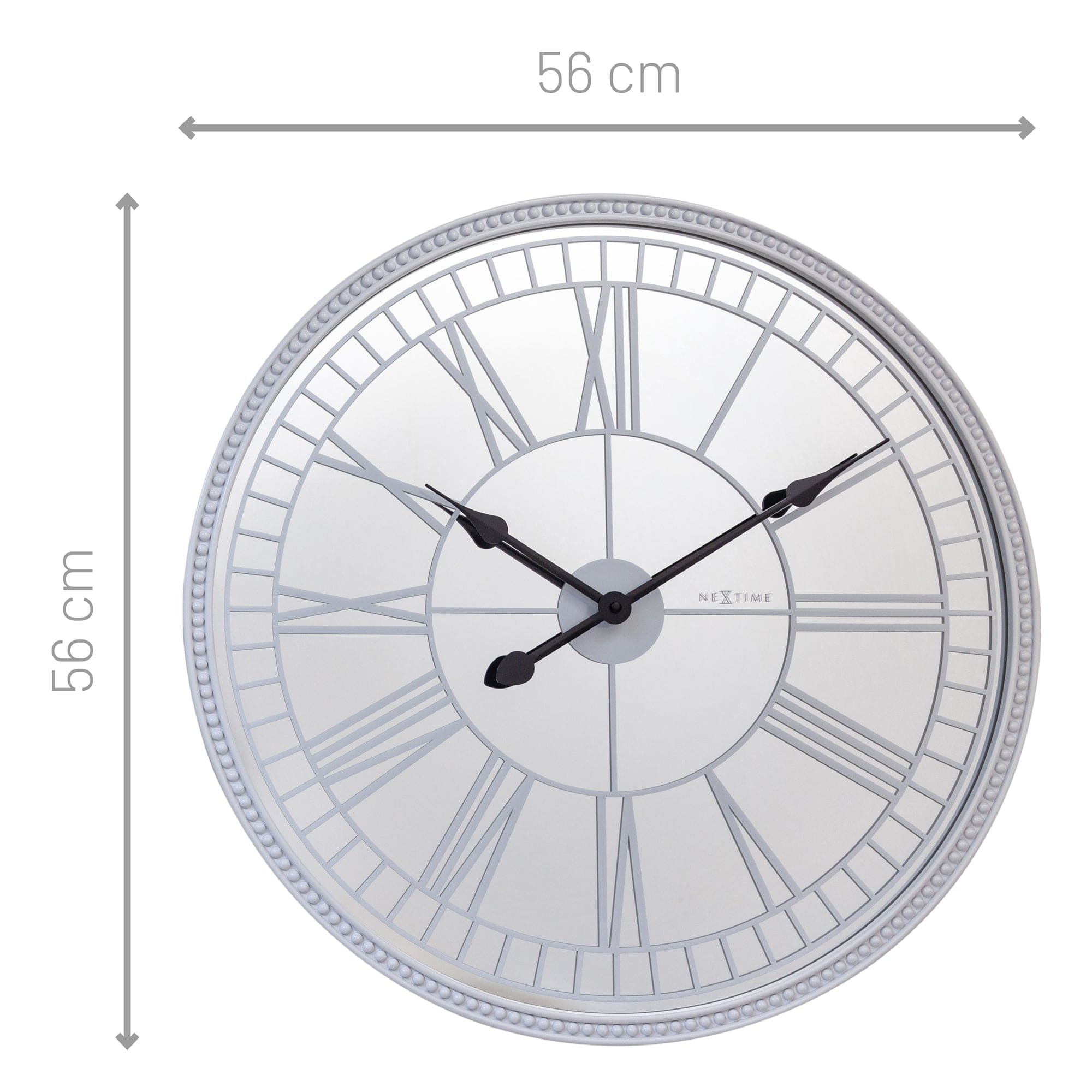 Large Wall clock 56cm - Silent - Mirror - Glass - "Cleopatra's Mirror" - Goat Corp