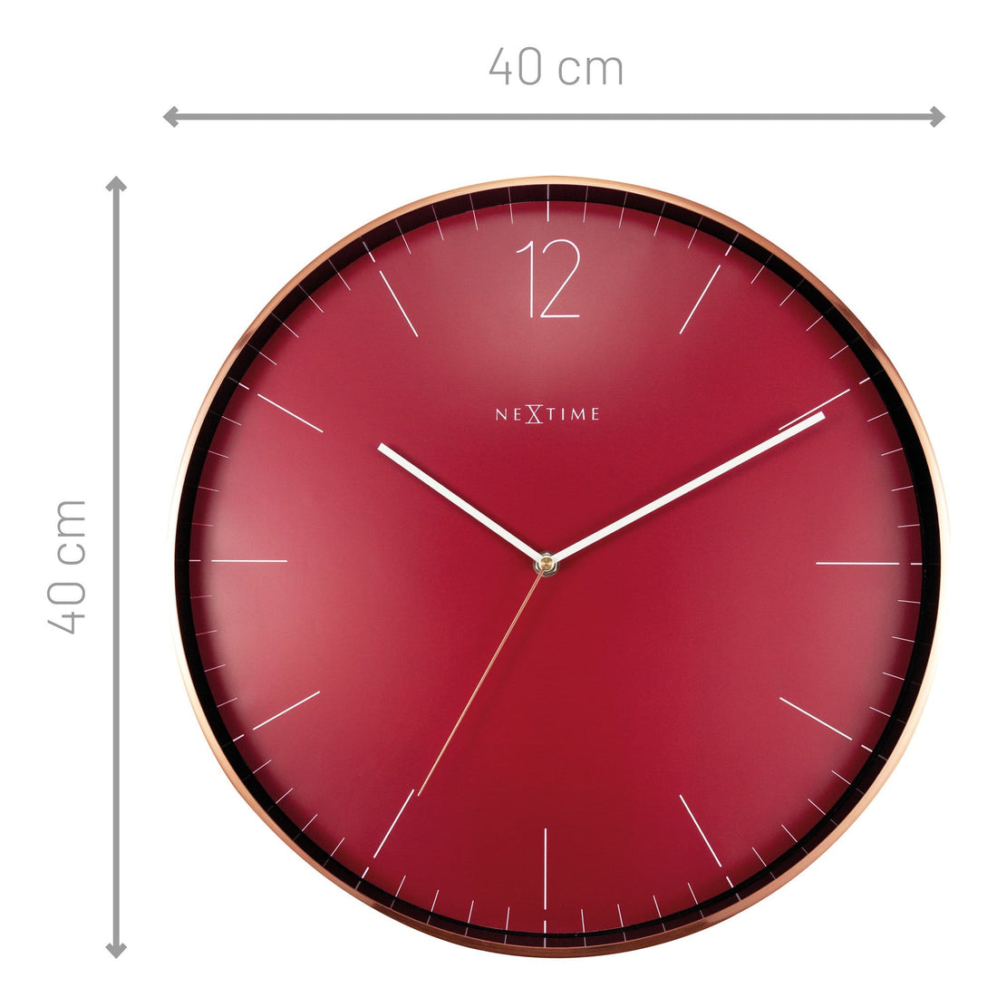 Large Wall Clock - Red  - Silent - 40cm - Metal/Glass -Essential XXL - Goat Corp