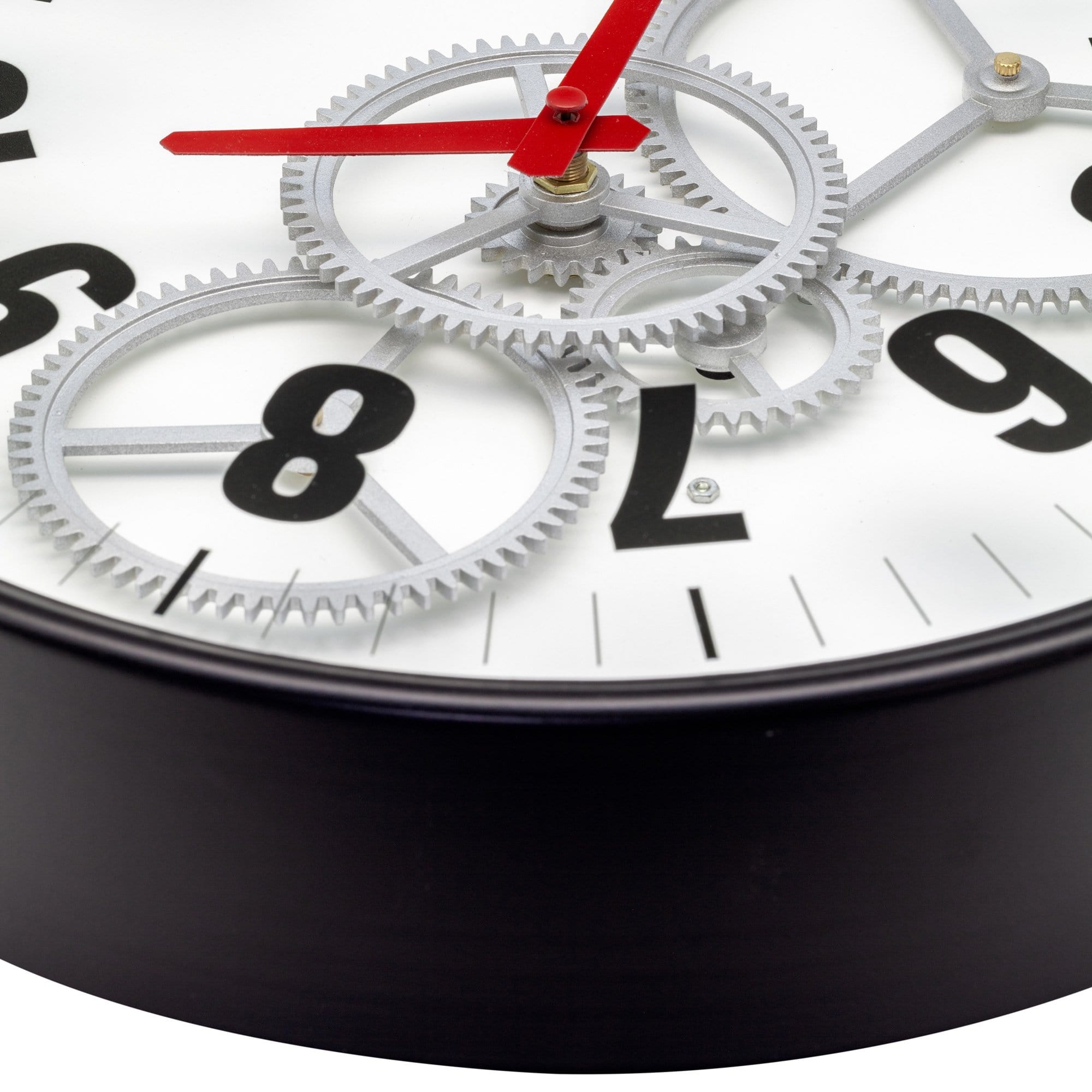 Modern Gear Clock With Moving Gears  -  36cm - Metal/Glass - Goat Corp