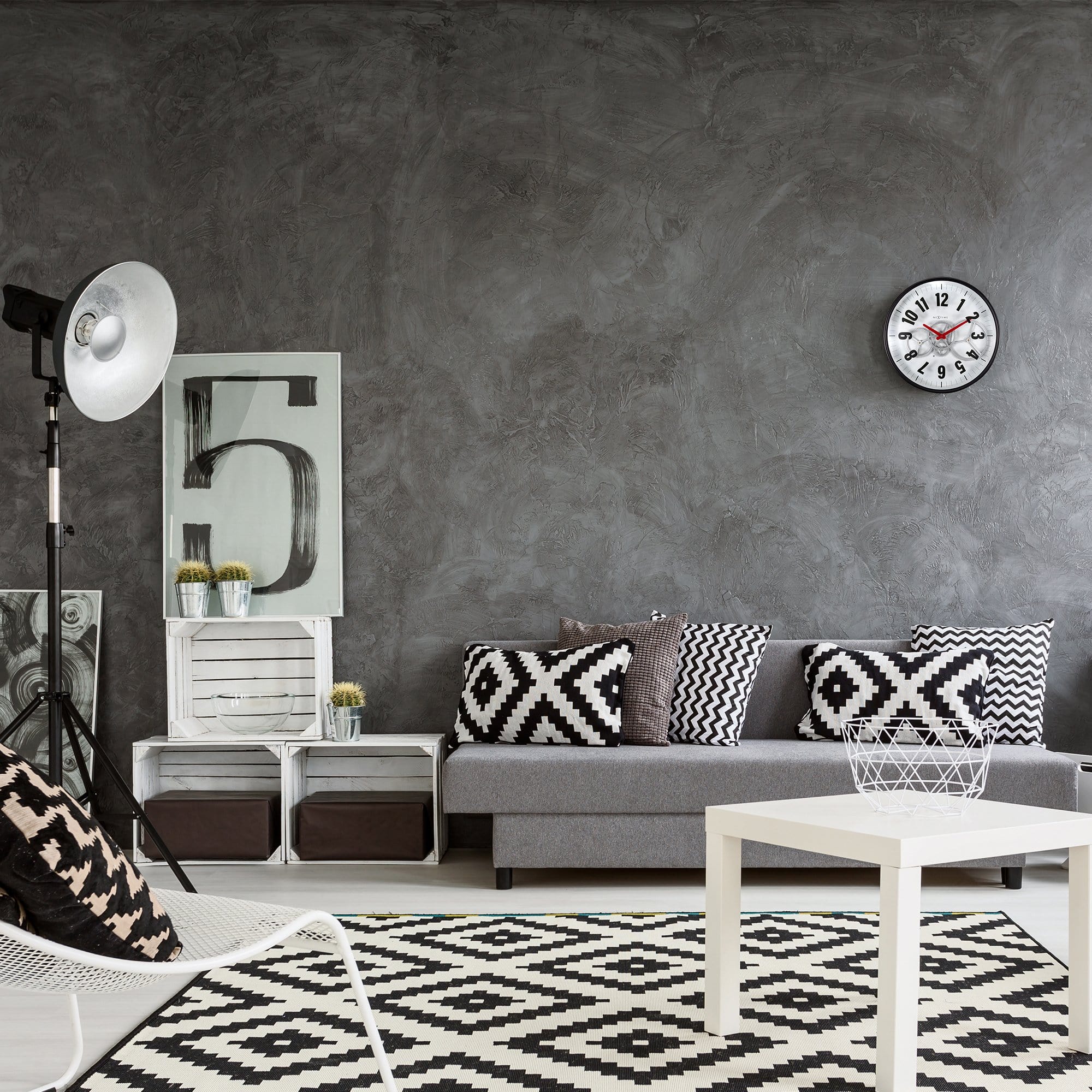 Modern Gear Clock With Moving Gears  -  36cm - Metal/Glass - Goat Corp