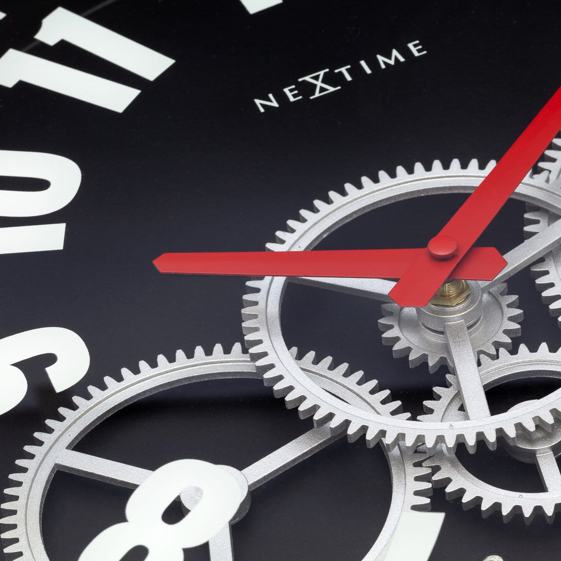 Modern Gear Clock With Moving Gears  -  36cm - Metal/Glass - Goat Corp