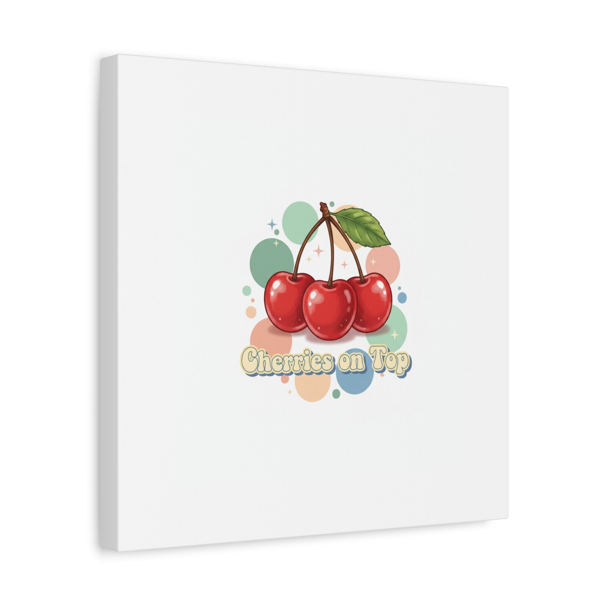 Cherries on Top Canvas | Retro Kawaii Fruit Wall Art