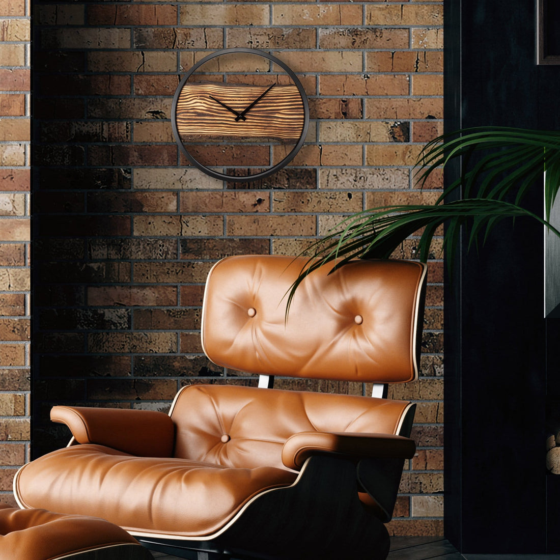 Wooden Wall Clock - Silent - 30cm - Wood/ Metal - Forest - Goat Corp