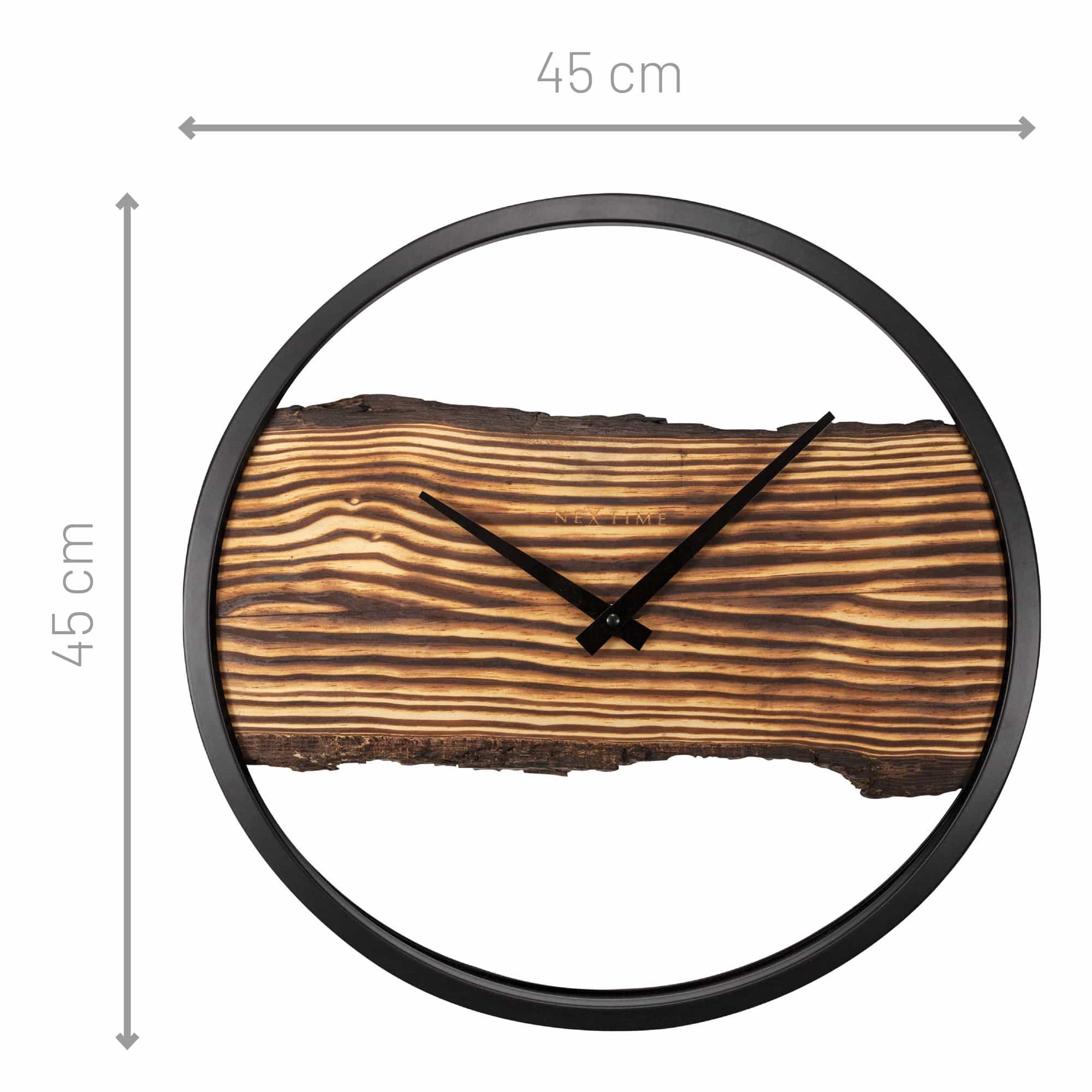 Wooden Wall Clock - Silent - 30cm - Wood/ Metal - Forest - Goat Corp