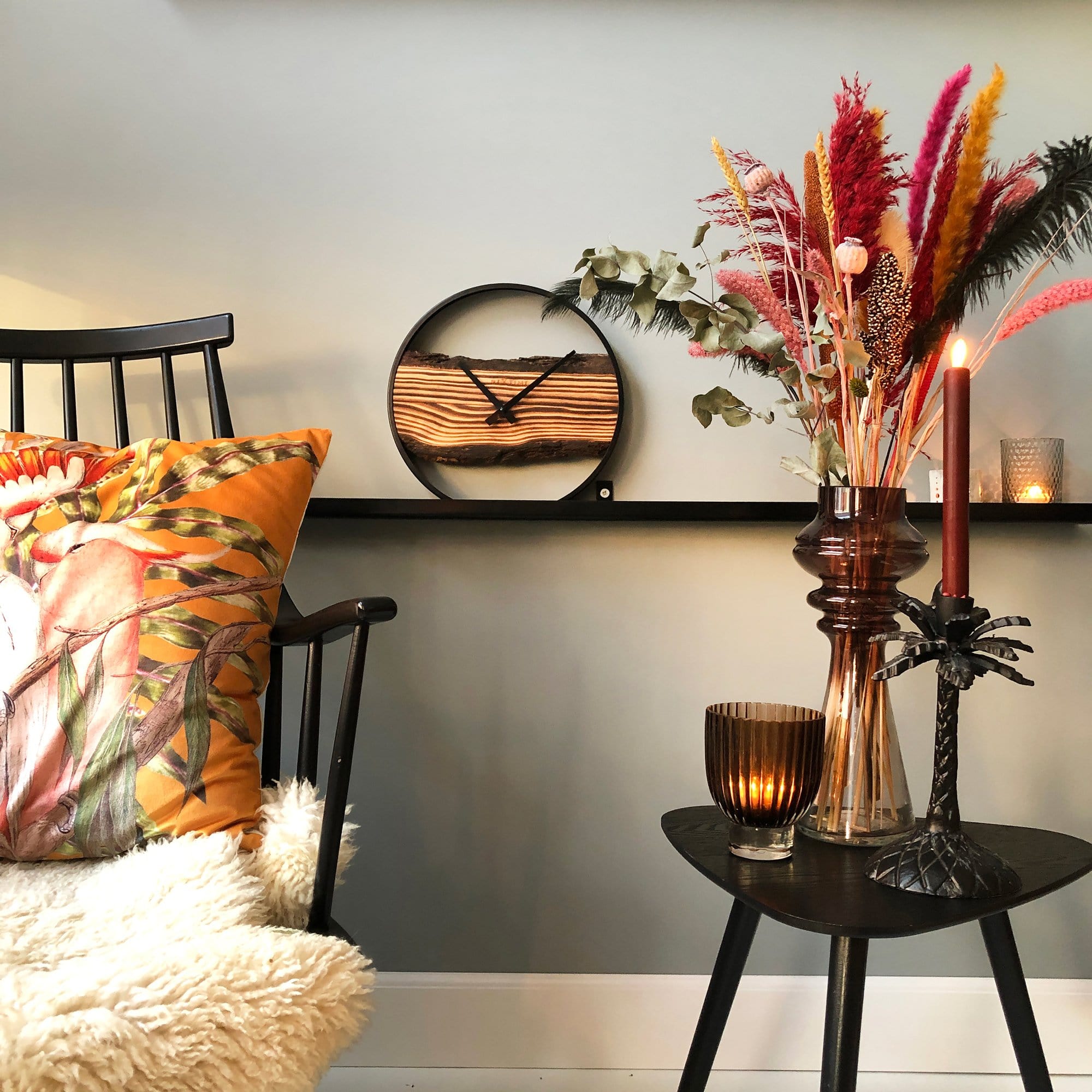 Wooden Wall Clock - Silent - 30cm - Wood/ Metal - Forest - Goat Corp