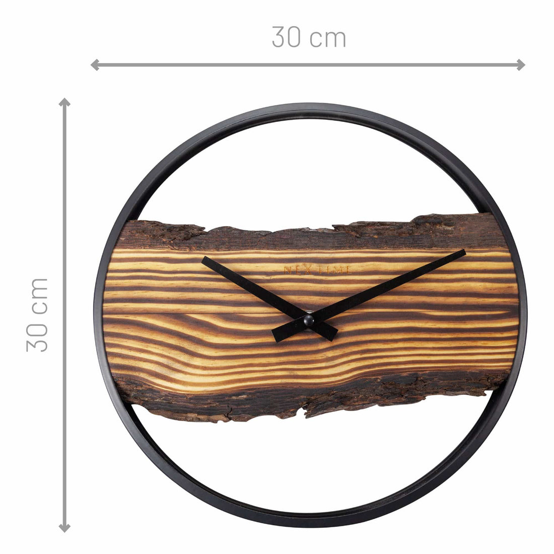 Wooden Wall Clock - Silent - 30cm - Wood/ Metal - Forest - Goat Corp