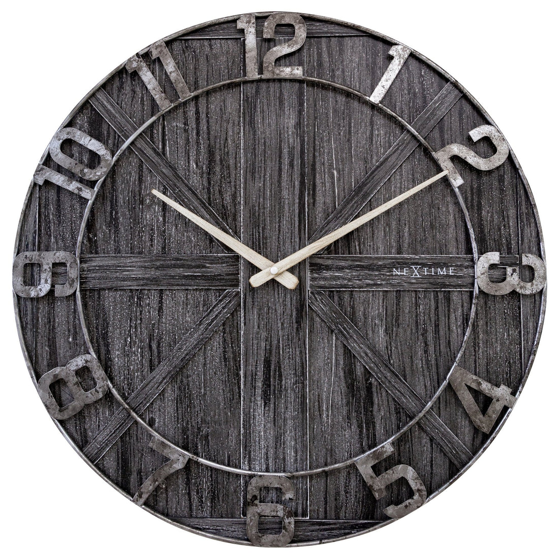 Large wall clock - 50cm - Silent - Wood - Metal - "York" - Goat Corp