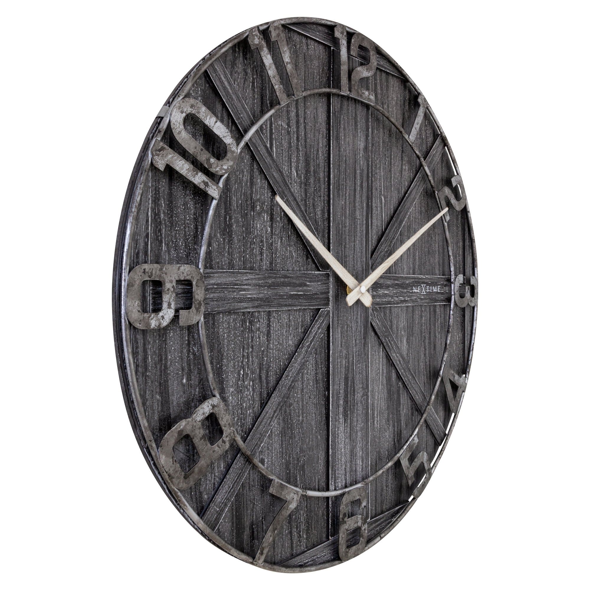 Large wall clock - 50cm - Silent - Wood - Metal - "York" - Goat Corp