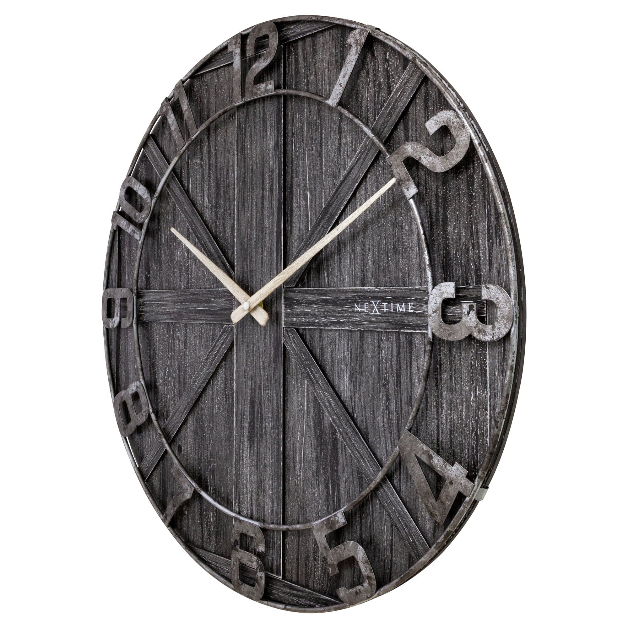 Large wall clock - 50cm - Silent - Wood - Metal - "York" - Goat Corp