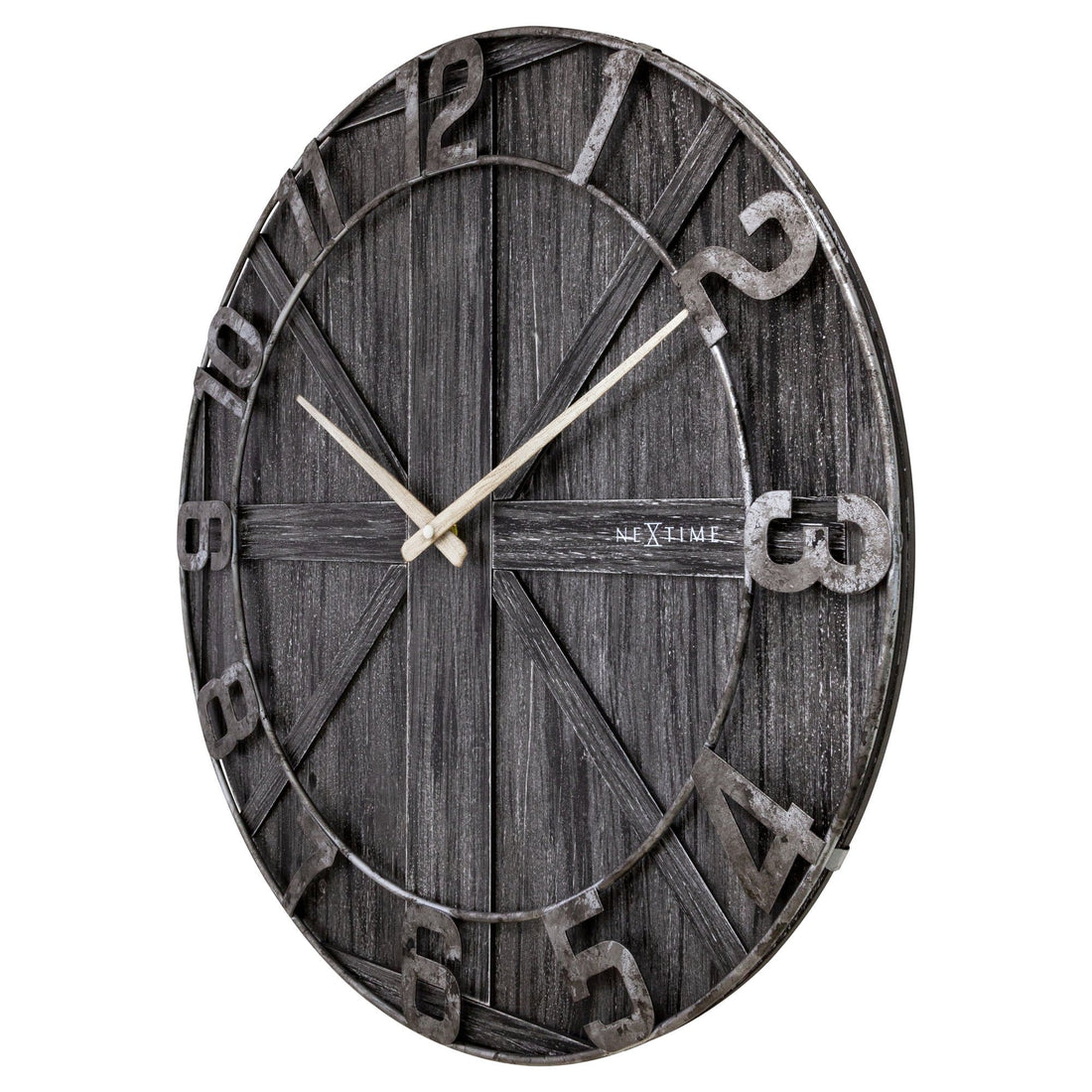 Large wall clock - 50cm - Silent - Wood - Metal - "York" - Goat Corp