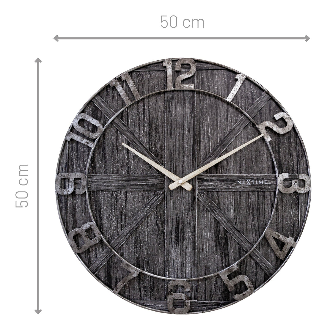 Large wall clock - 50cm - Silent - Wood - Metal - "York" - Goat Corp