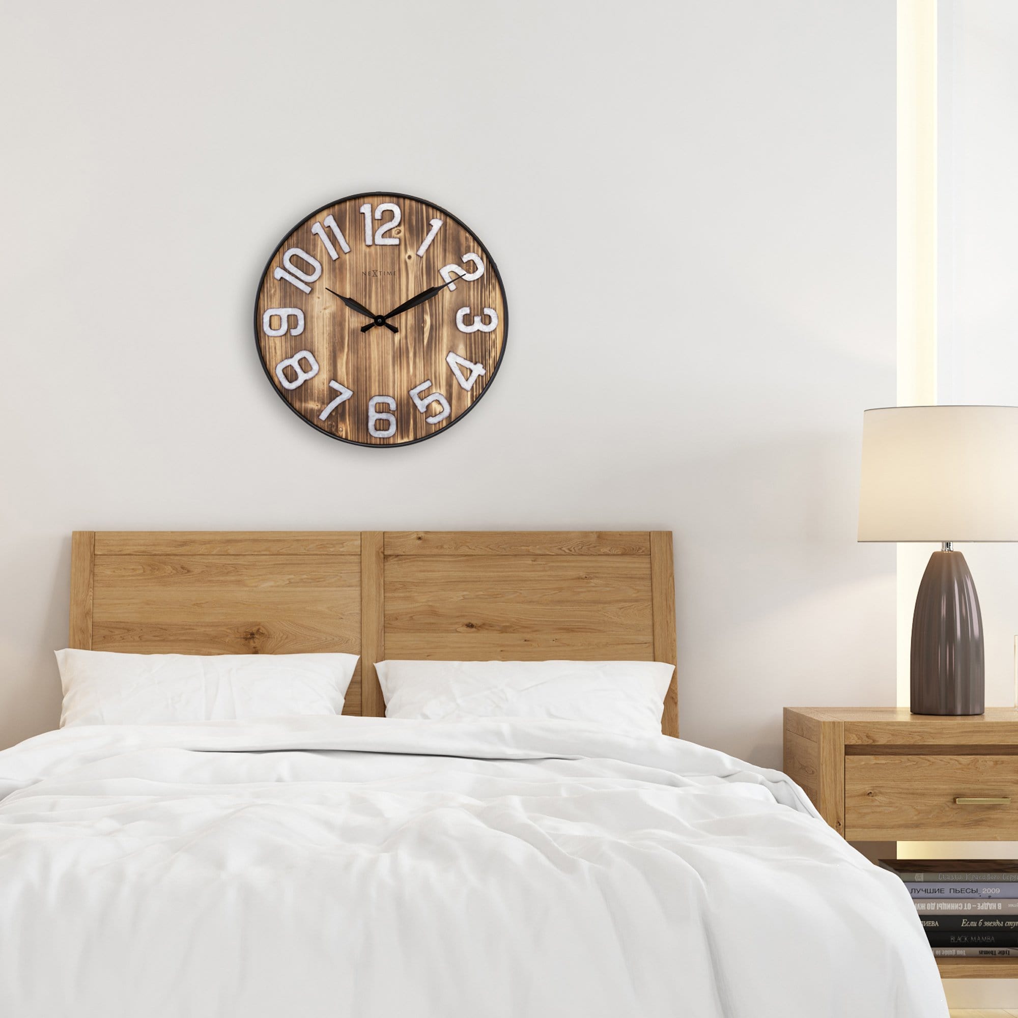 Large Wall Clock - 50cm - Silent - Wood - Metal - "Aberdeen" - Goat Corp