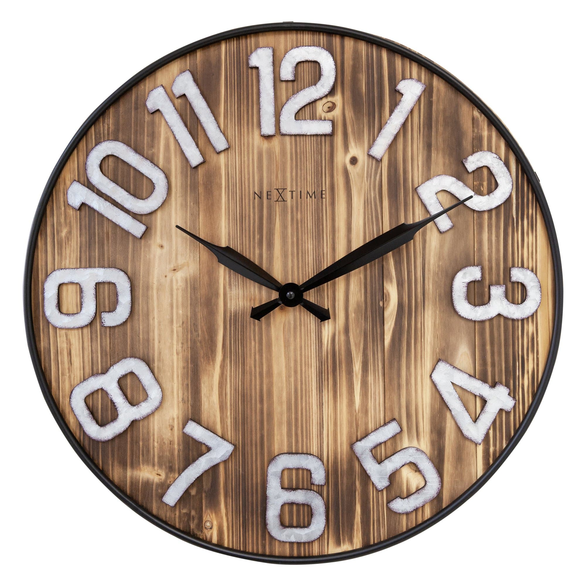 Large Wall Clock - 50cm - Silent - Wood - Metal - "Aberdeen" - Goat Corp