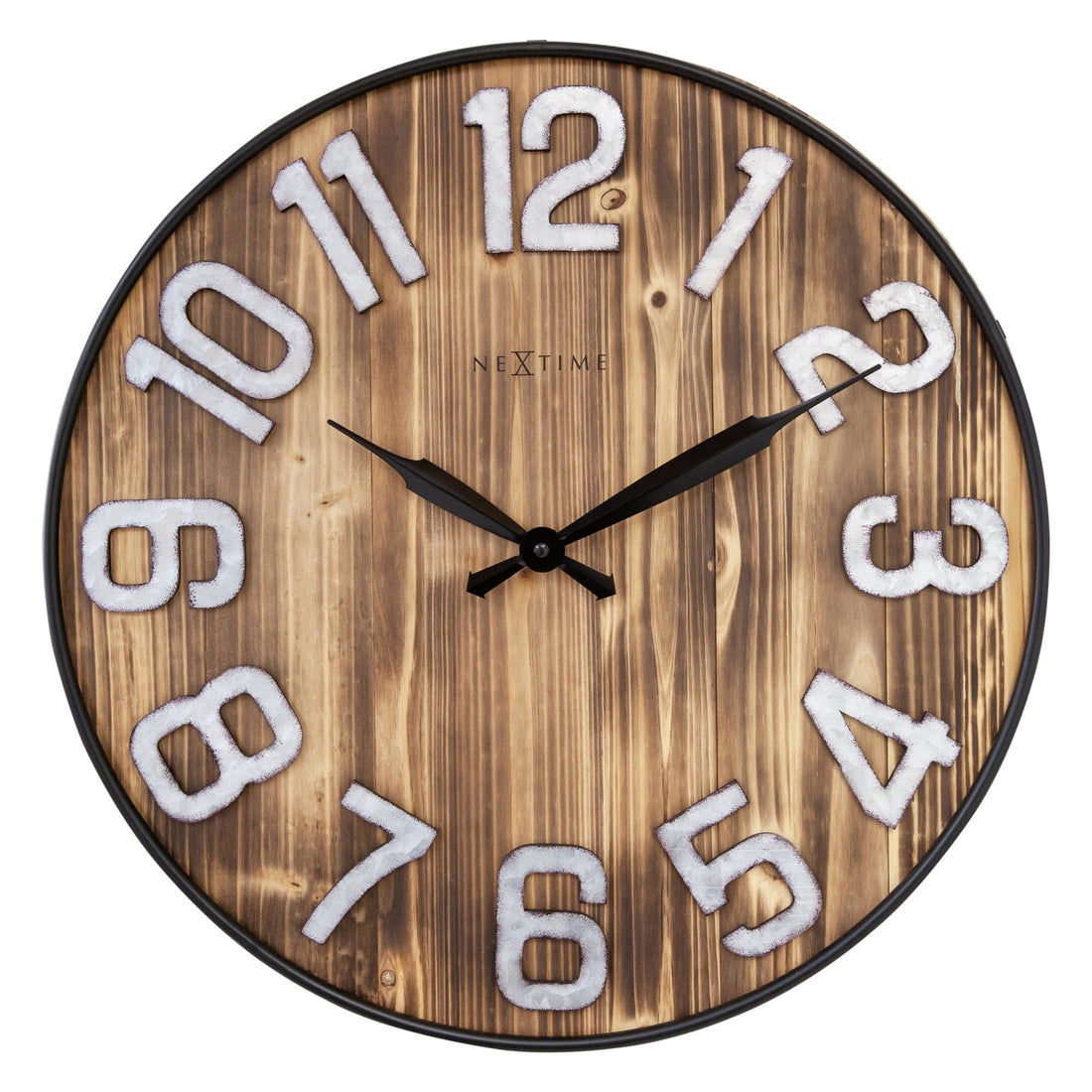 Large Wall Clock - 50cm - Silent - Wood - Metal - "Aberdeen" - Goat Corp