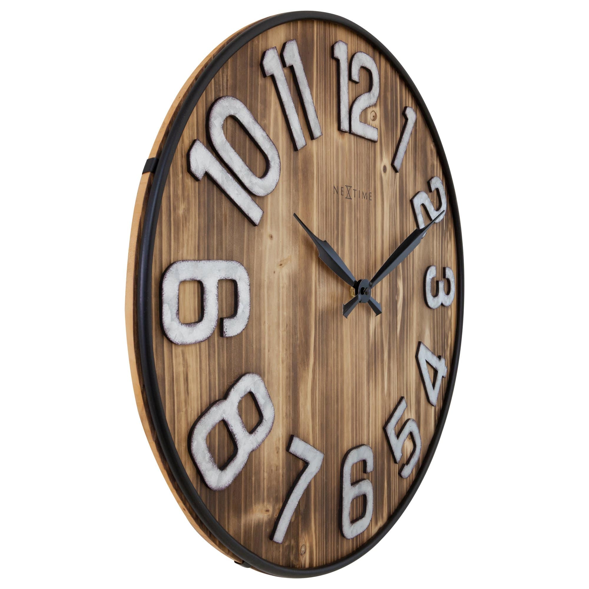 Large Wall Clock - 50cm - Silent - Wood - Metal - "Aberdeen" - Goat Corp
