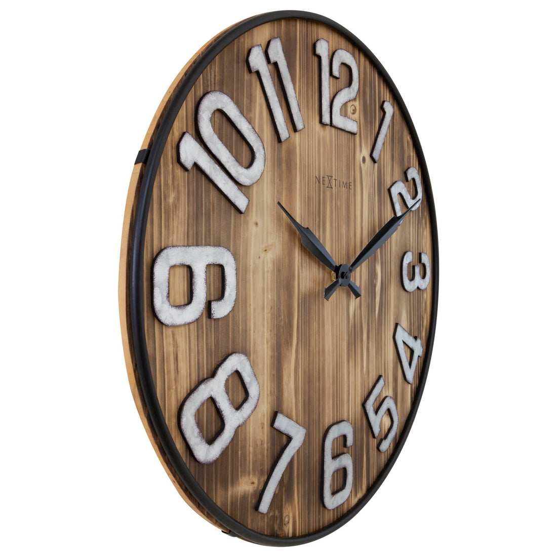 Large Wall Clock - 50cm - Silent - Wood - Metal - "Aberdeen" - Goat Corp