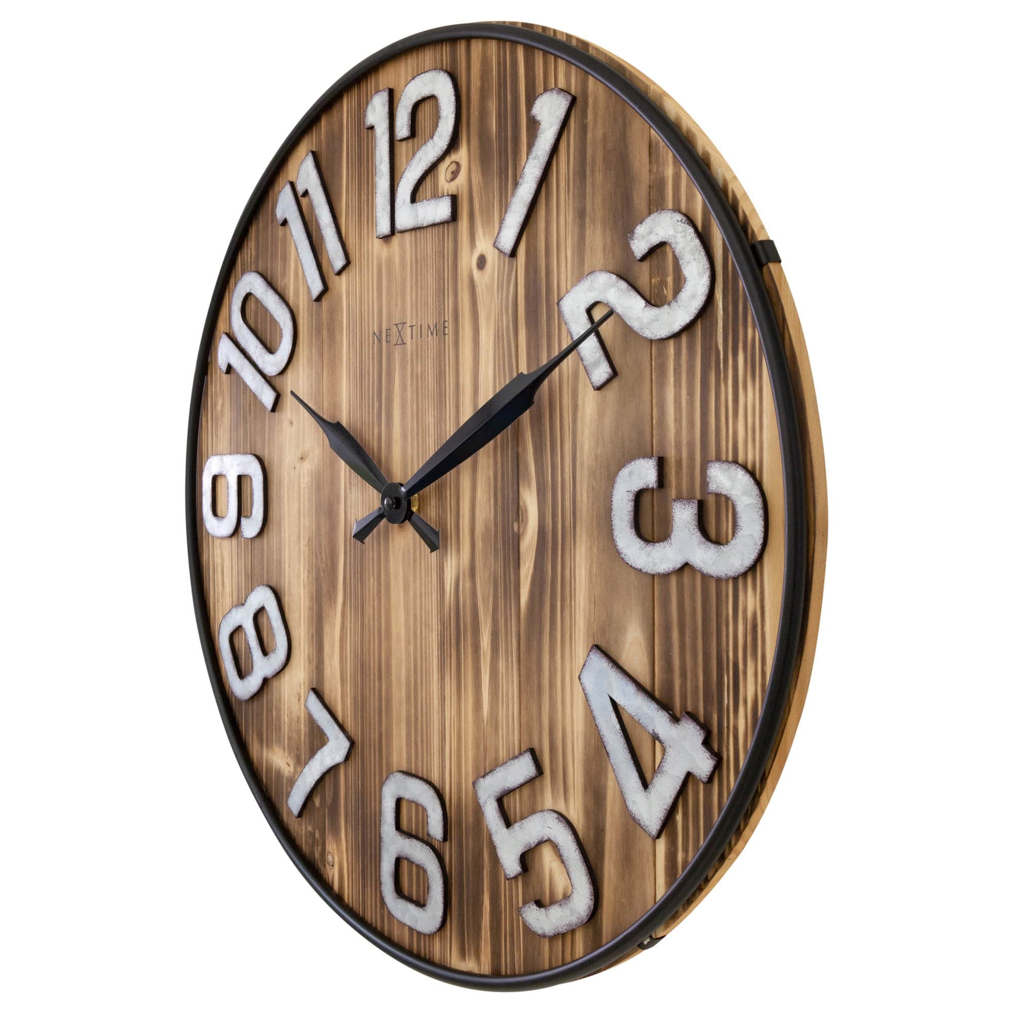 Large Wall Clock - 50cm - Silent - Wood - Metal - "Aberdeen" - Goat Corp