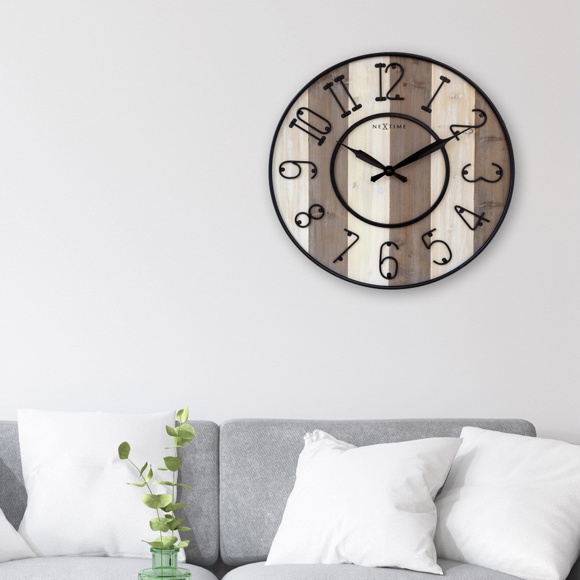 Large Wall Clock - 50cm - Silent - Wood  Metal - "Oxford" - Goat Corp