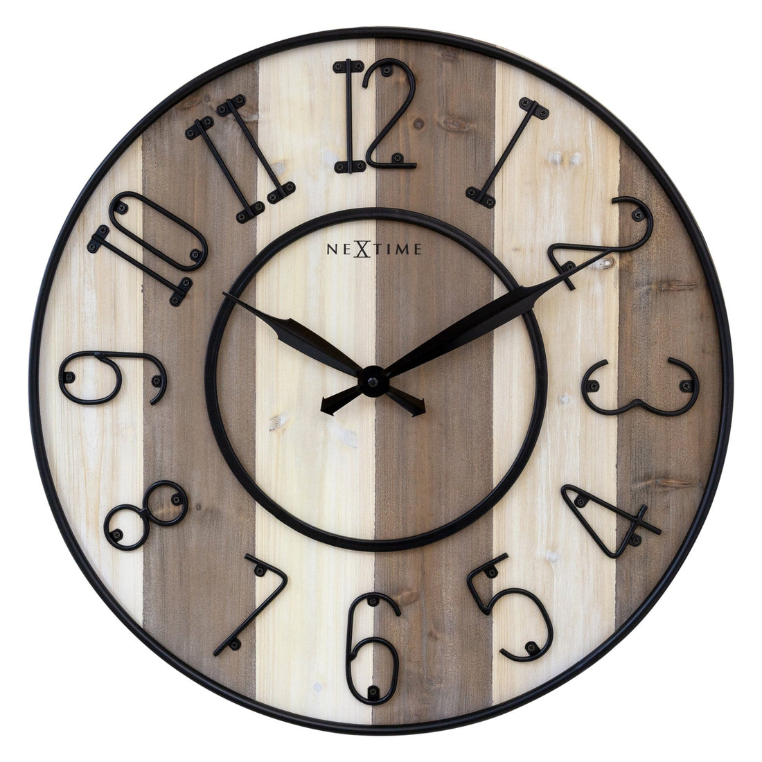 Large Wall Clock - 50cm - Silent - Wood  Metal - "Oxford" - Goat Corp