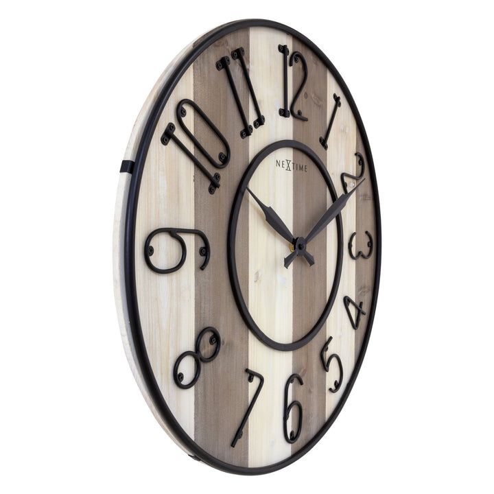 Large Wall Clock - 50cm - Silent - Wood  Metal - "Oxford" - Goat Corp
