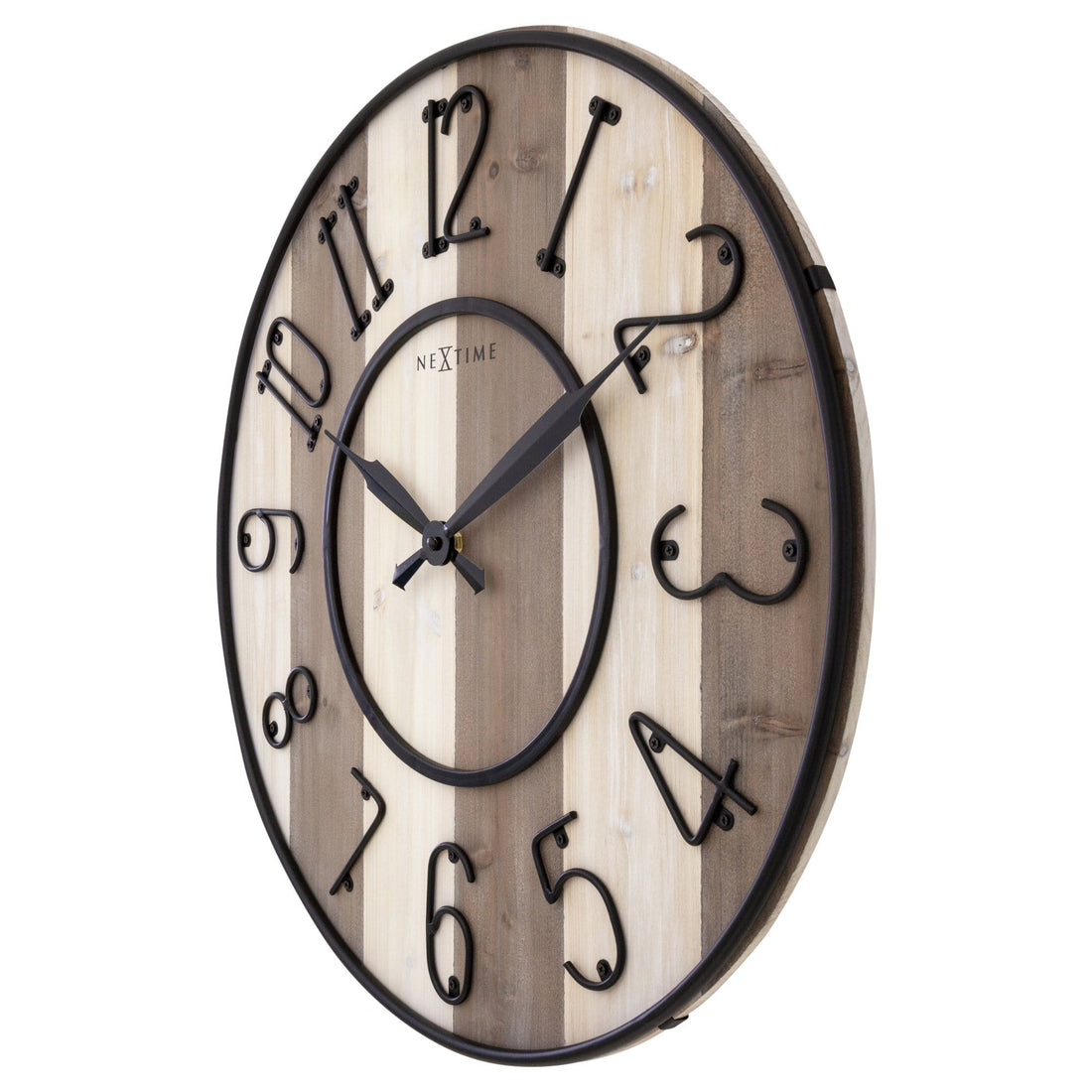 Large Wall Clock - 50cm - Silent - Wood  Metal - "Oxford" - Goat Corp
