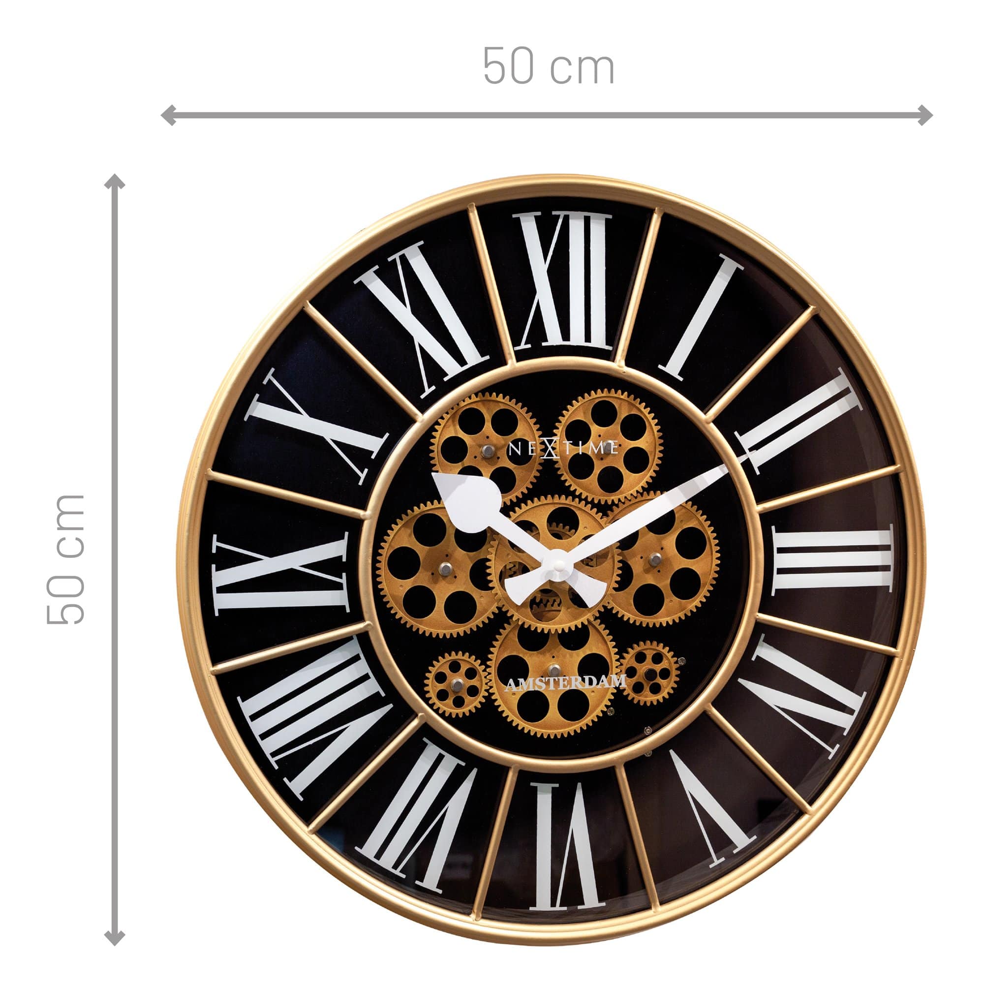 Moving Gear clock - Large Wall Clock - 50cm -  "William" - Goat Corp
