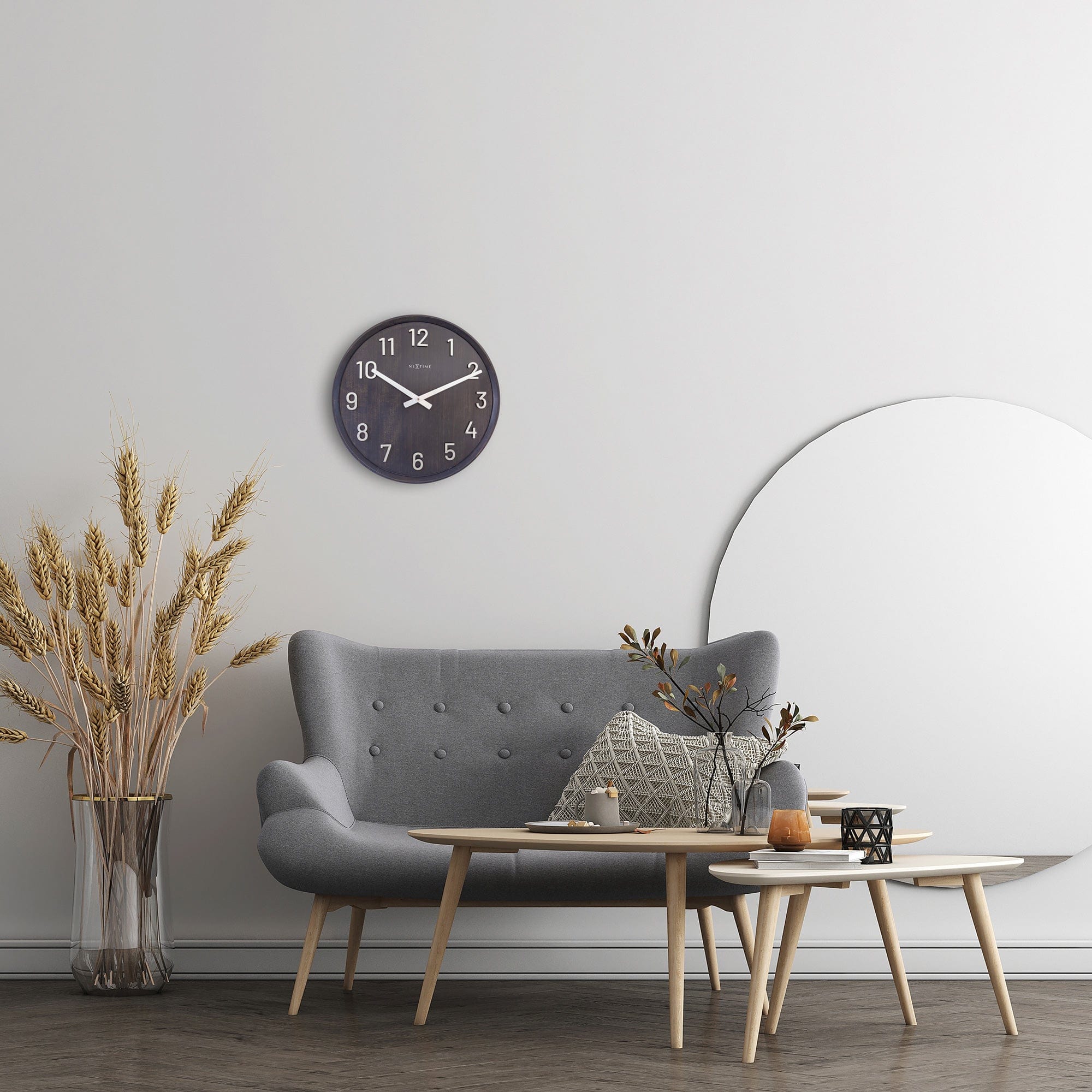 Large Wall clock 50cm - Silent - Wood/Metal - "Precious" - Goat Corp