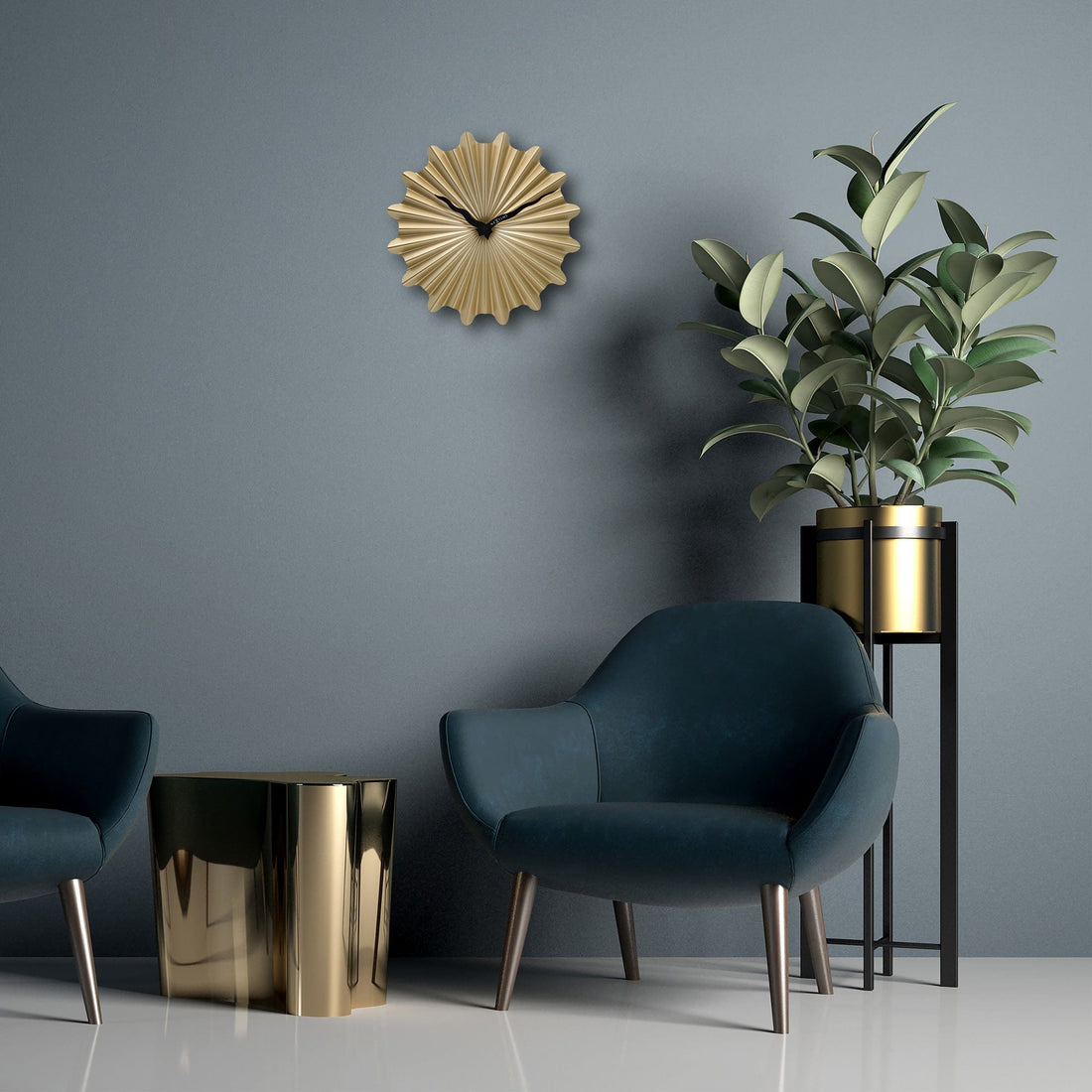 Wall clock 40cm - Silent - Metal - "Sunny" - Goat Corp