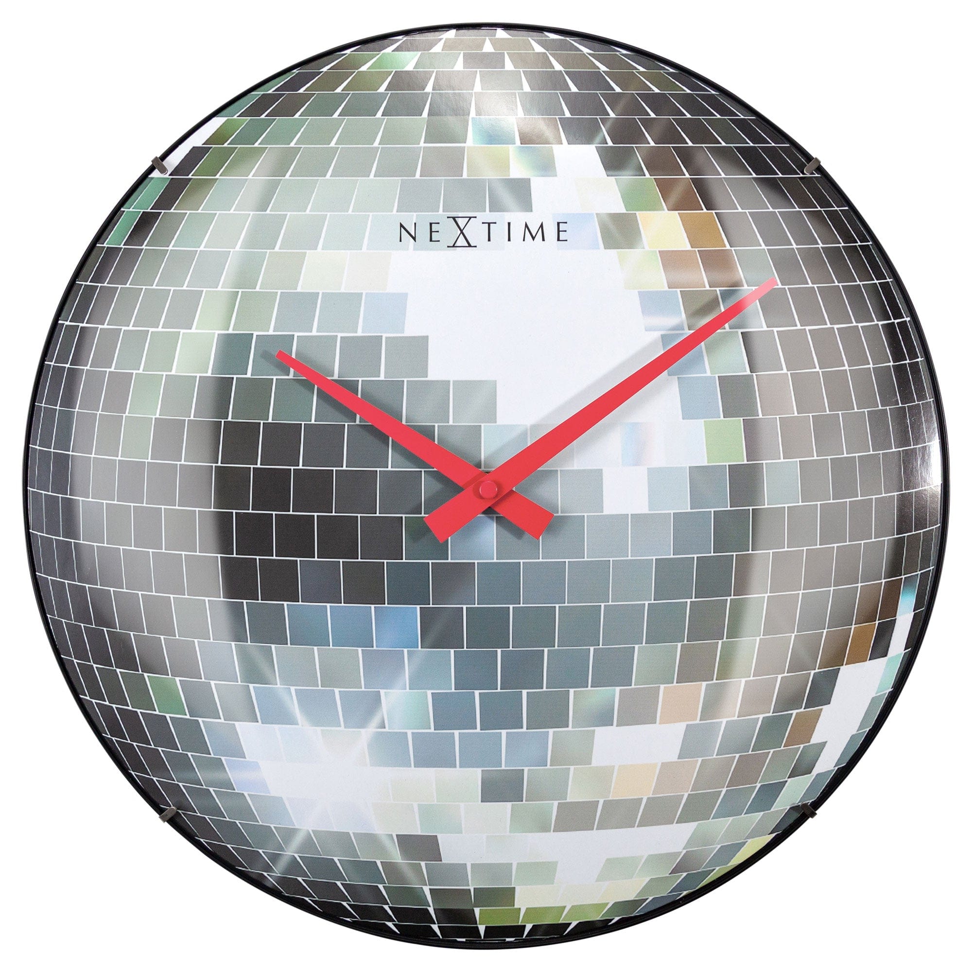 Wall clock 35cm - Silent - Dome Glass - "Disco Ball" - Goat Corp