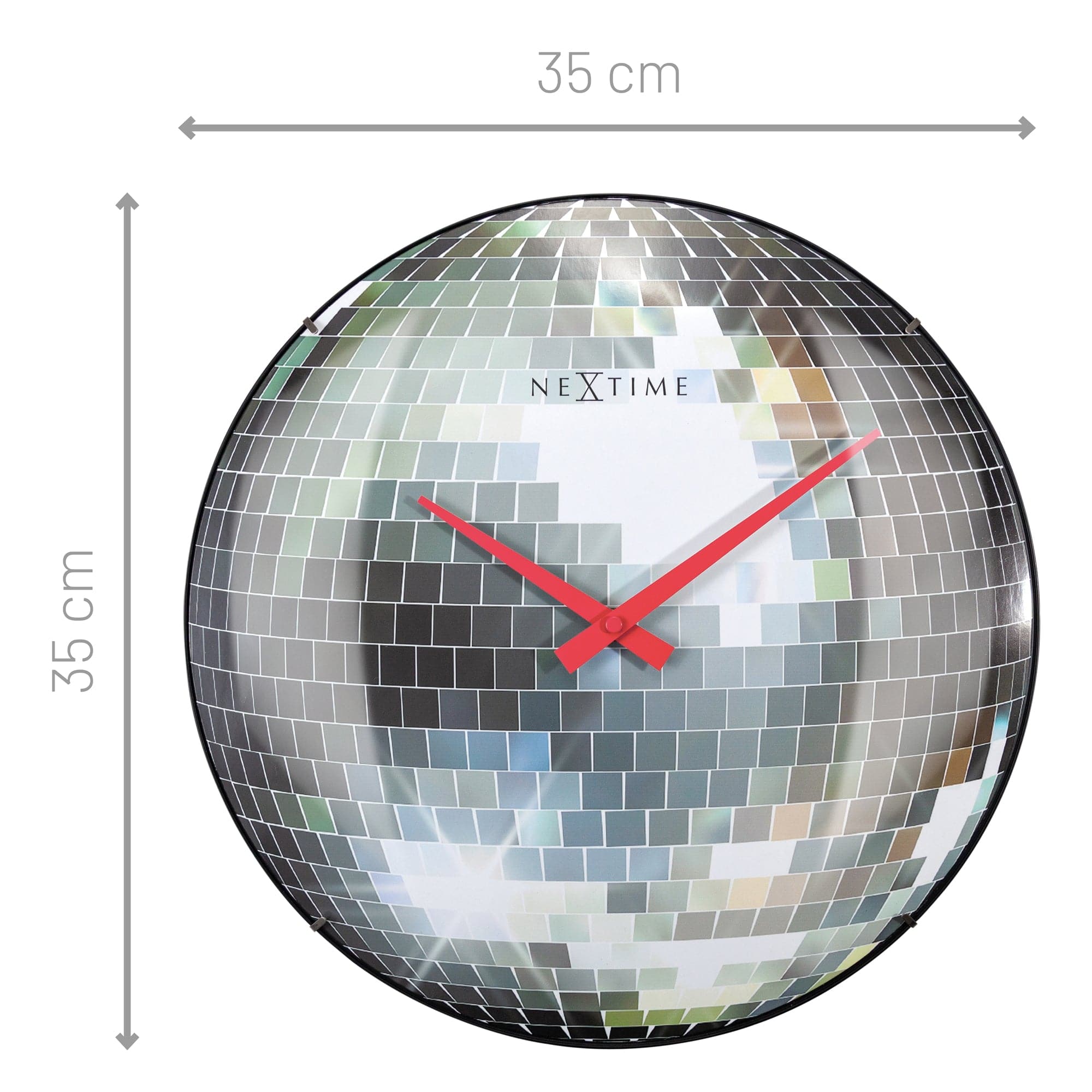 Wall clock 35cm - Silent - Dome Glass - "Disco Ball" - Goat Corp