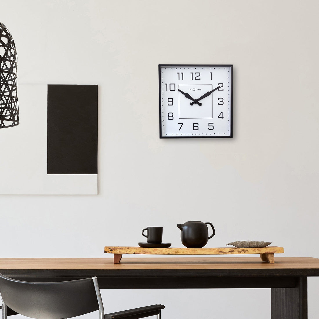 Wall clock 35x35cm - Silent - Arabic - Metal - "Be Square" - Goat Corp