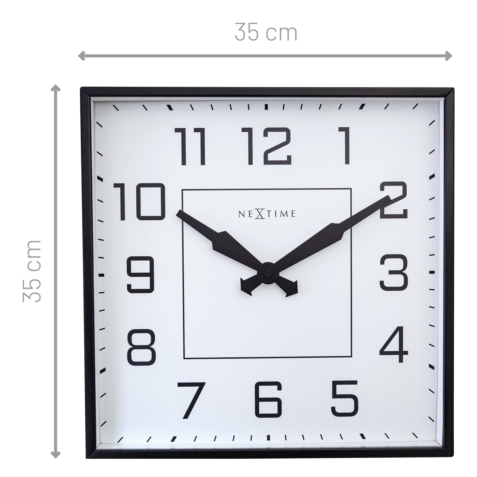 Wall clock 35x35cm - Silent - Arabic - Metal - "Be Square" - Goat Corp