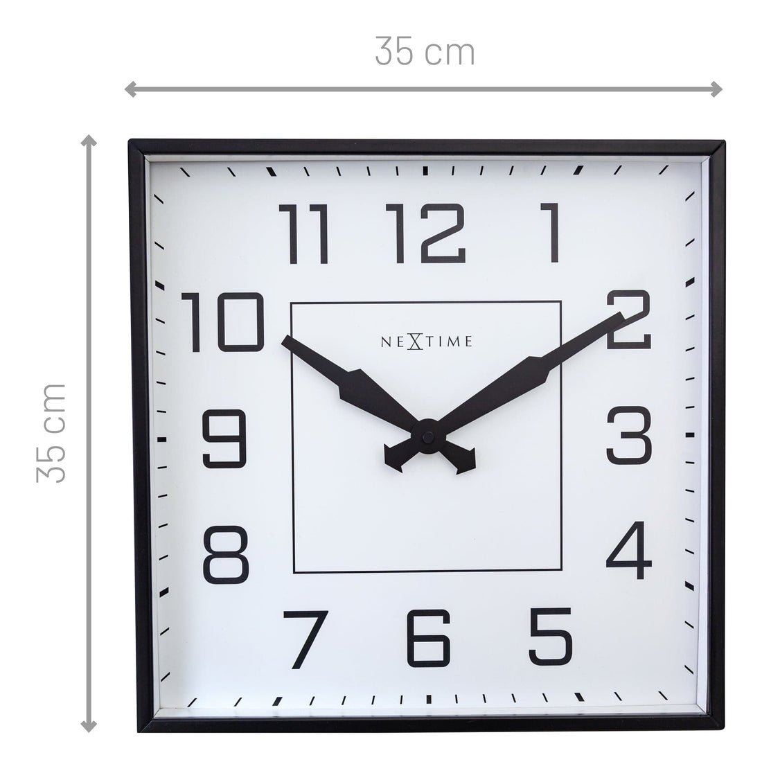 Wall clock 35x35cm - Silent - Arabic - Metal - "Be Square" - Goat Corp