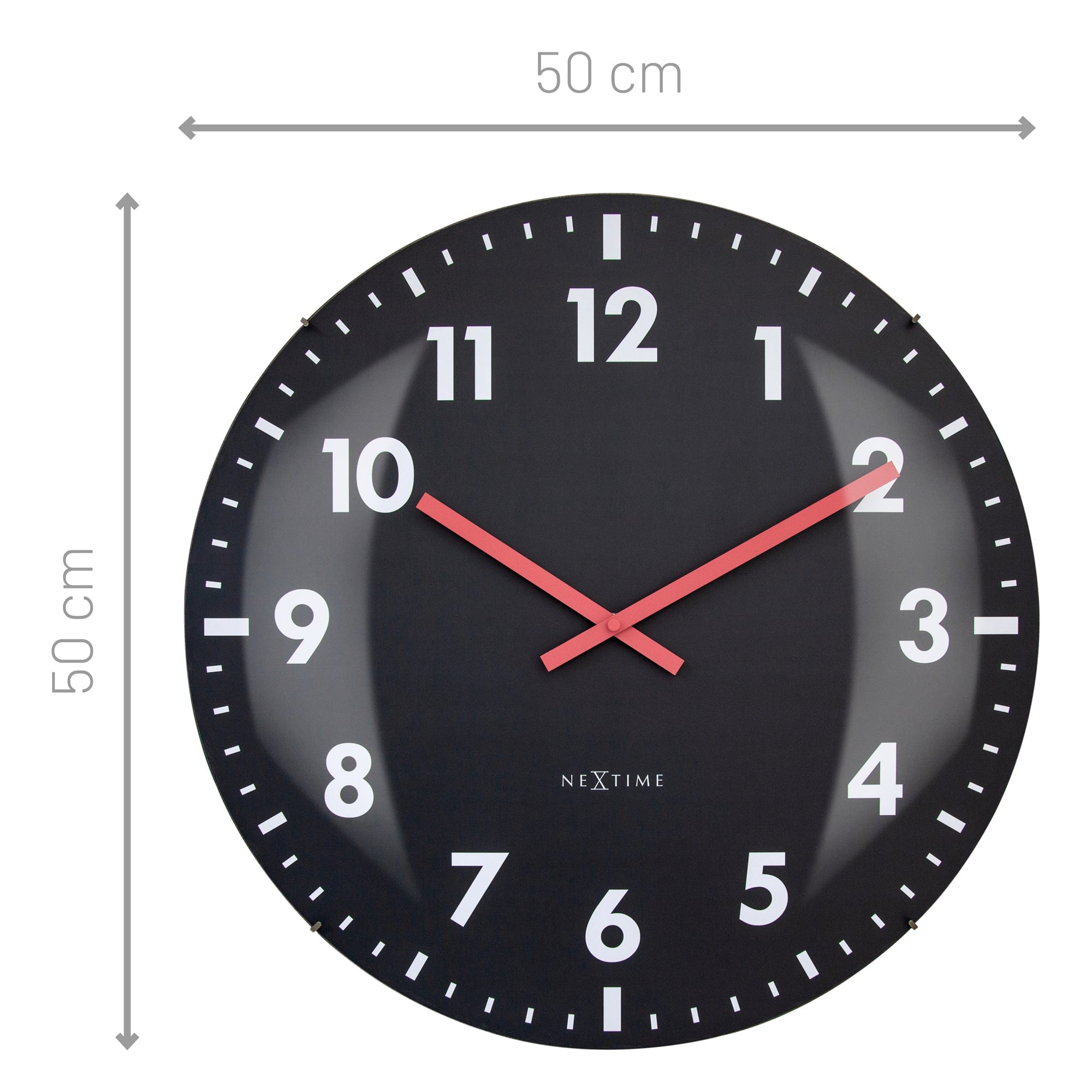 Large Wall Clock 50cm Domed Glass Lens - Silent - Glass - "Duomo 50" - Goat Corp