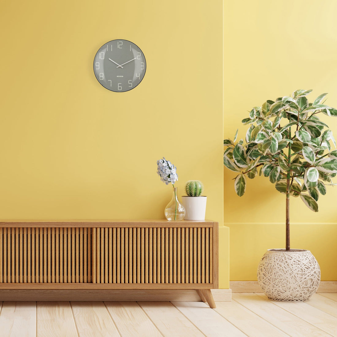 Wall Clock 35cm Domed Glass Lens - Silent - Glass -"Shade" - Goat Corp