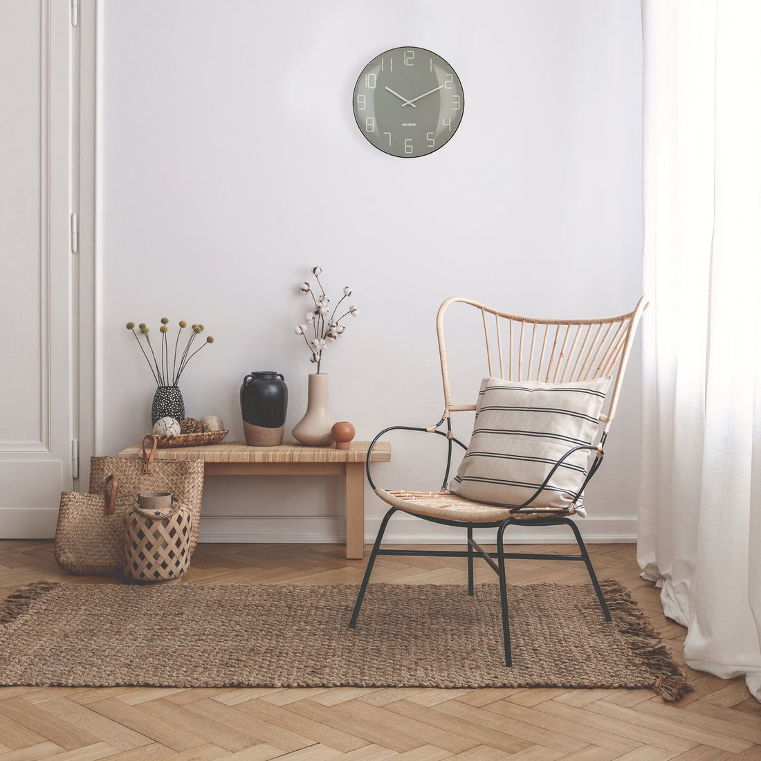 Wall Clock 35cm Domed Glass Lens - Silent - Glass -"Shade" - Goat Corp