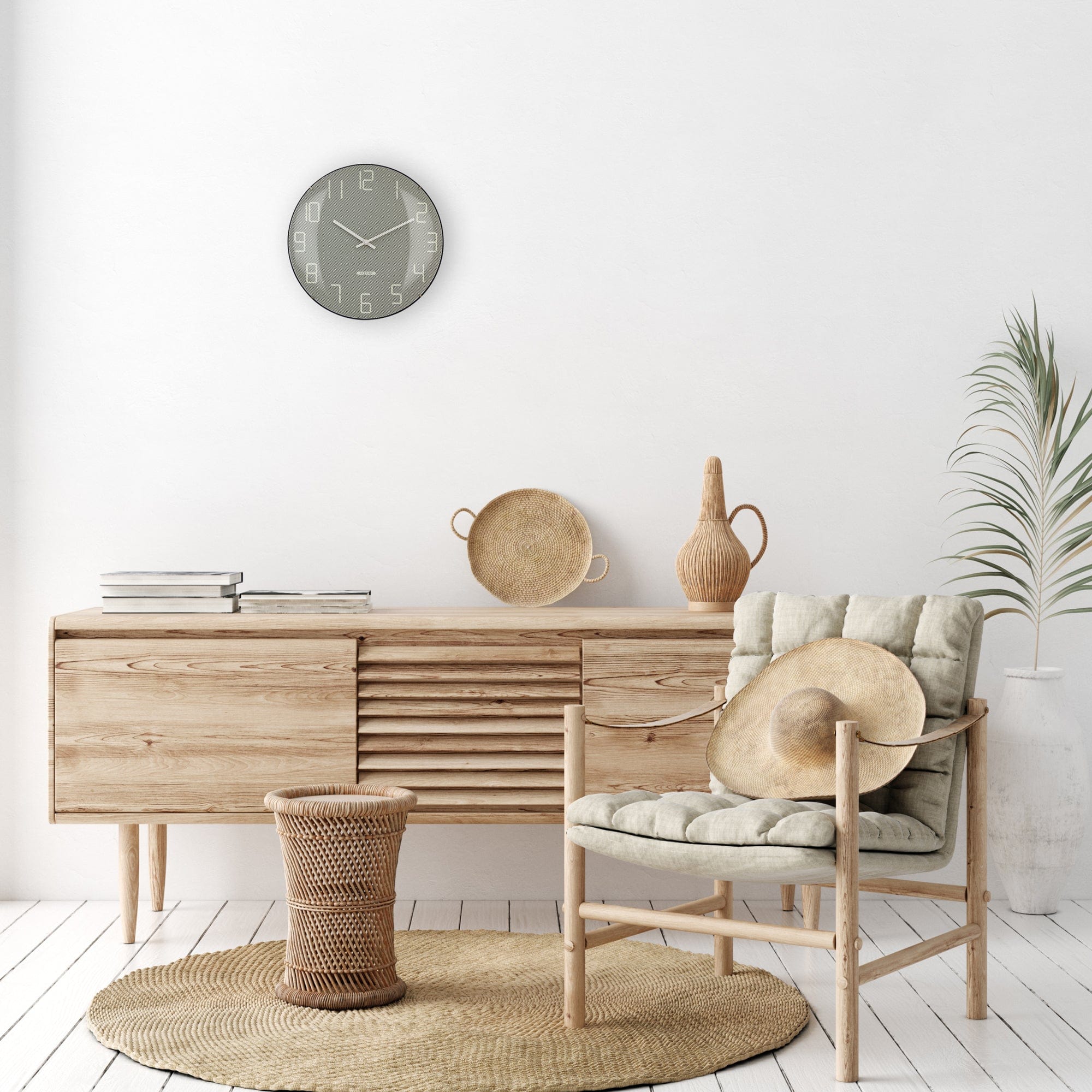 Wall Clock 35cm Domed Glass Lens - Silent - Glass -"Shade" - Goat Corp