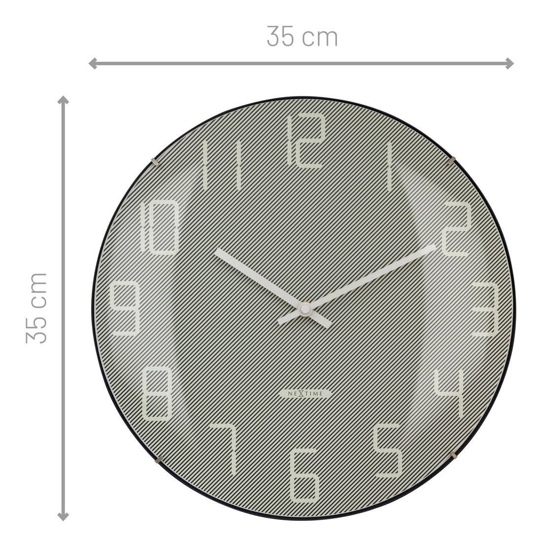 Wall Clock 35cm Domed Glass Lens - Silent - Glass -"Shade" - Goat Corp
